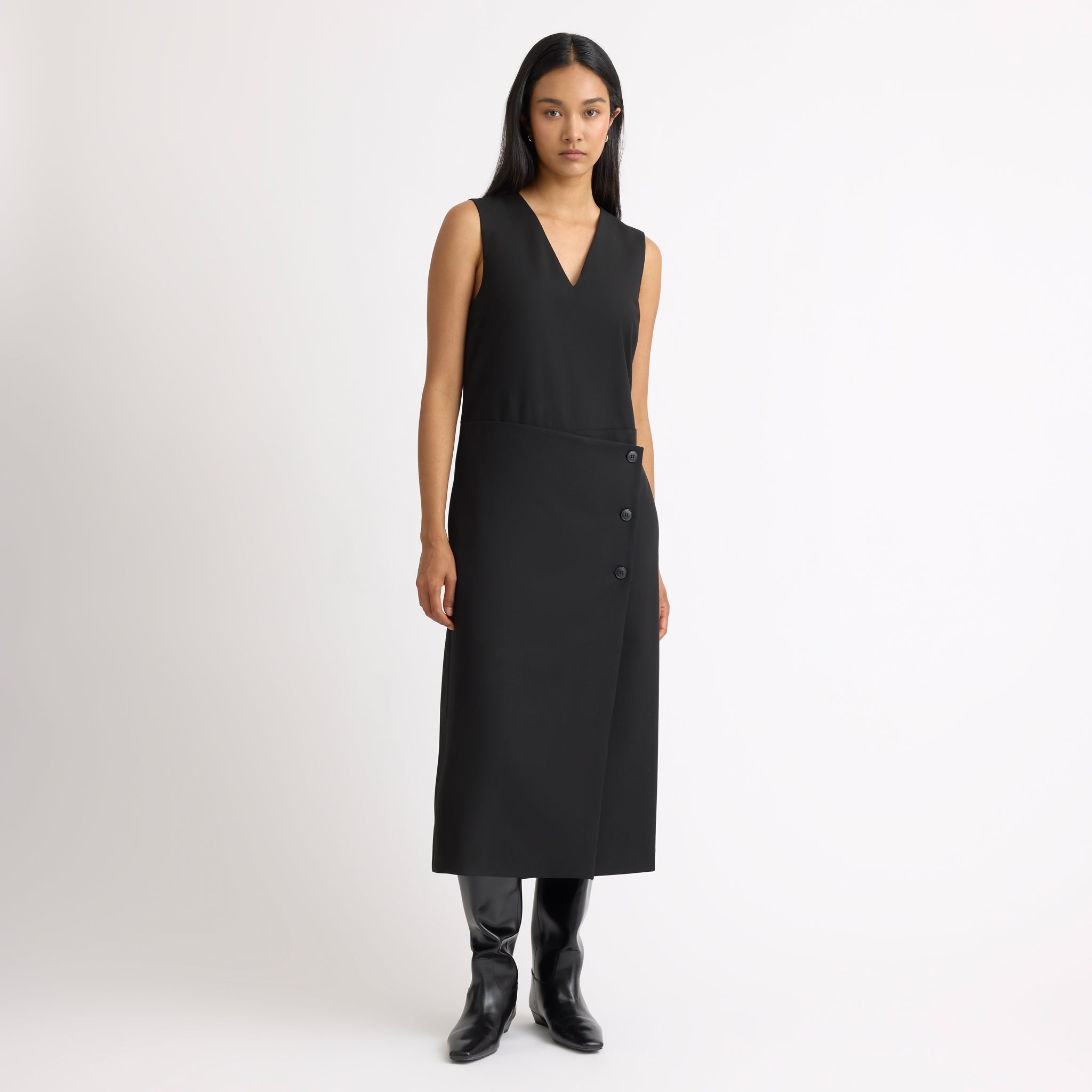 Black Tailored Wrap Dress