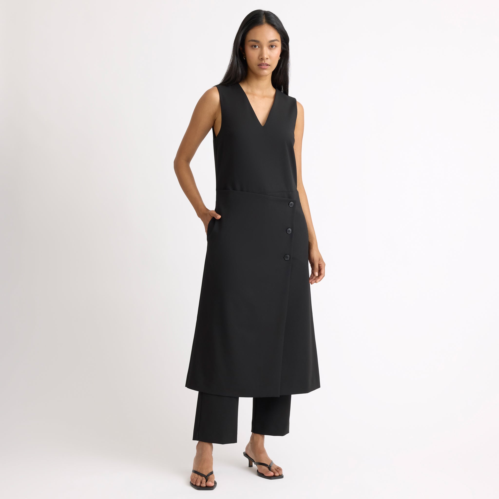 Black Tailored Wrap Dress