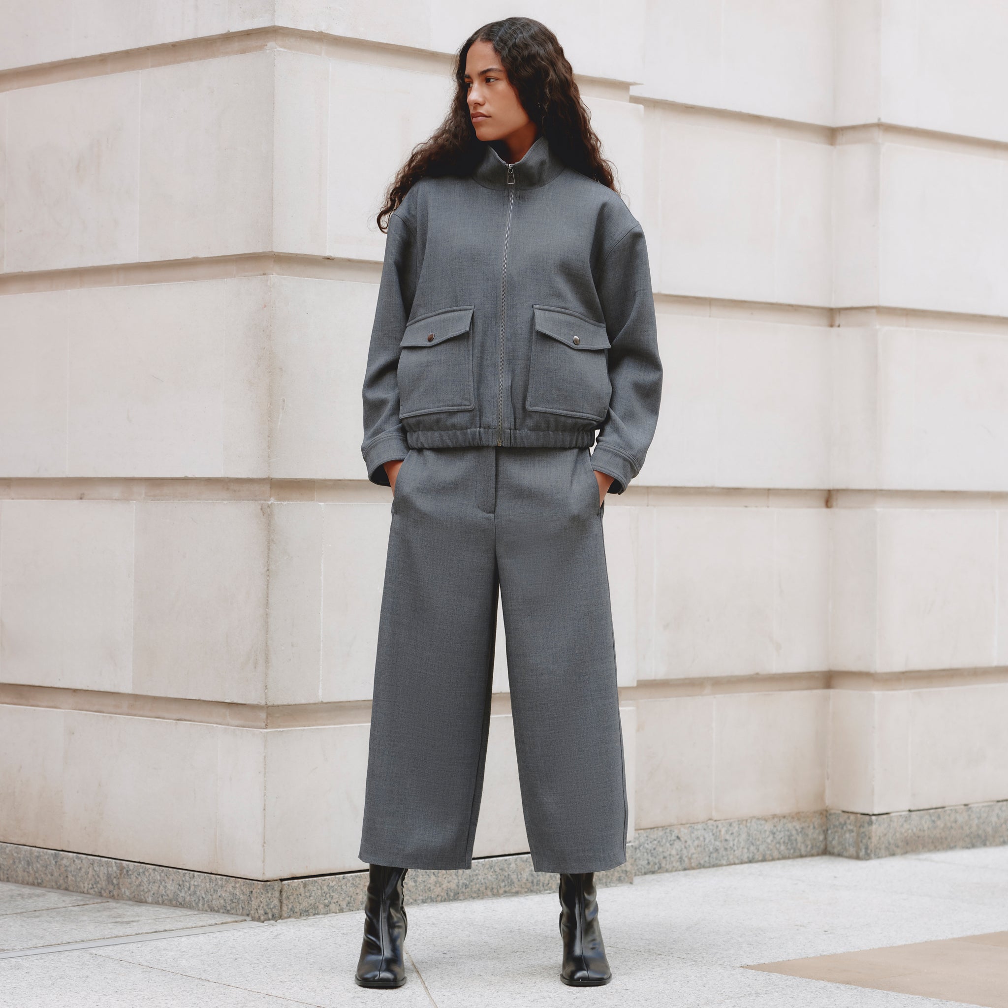 Grey Wide Barrel Trouser