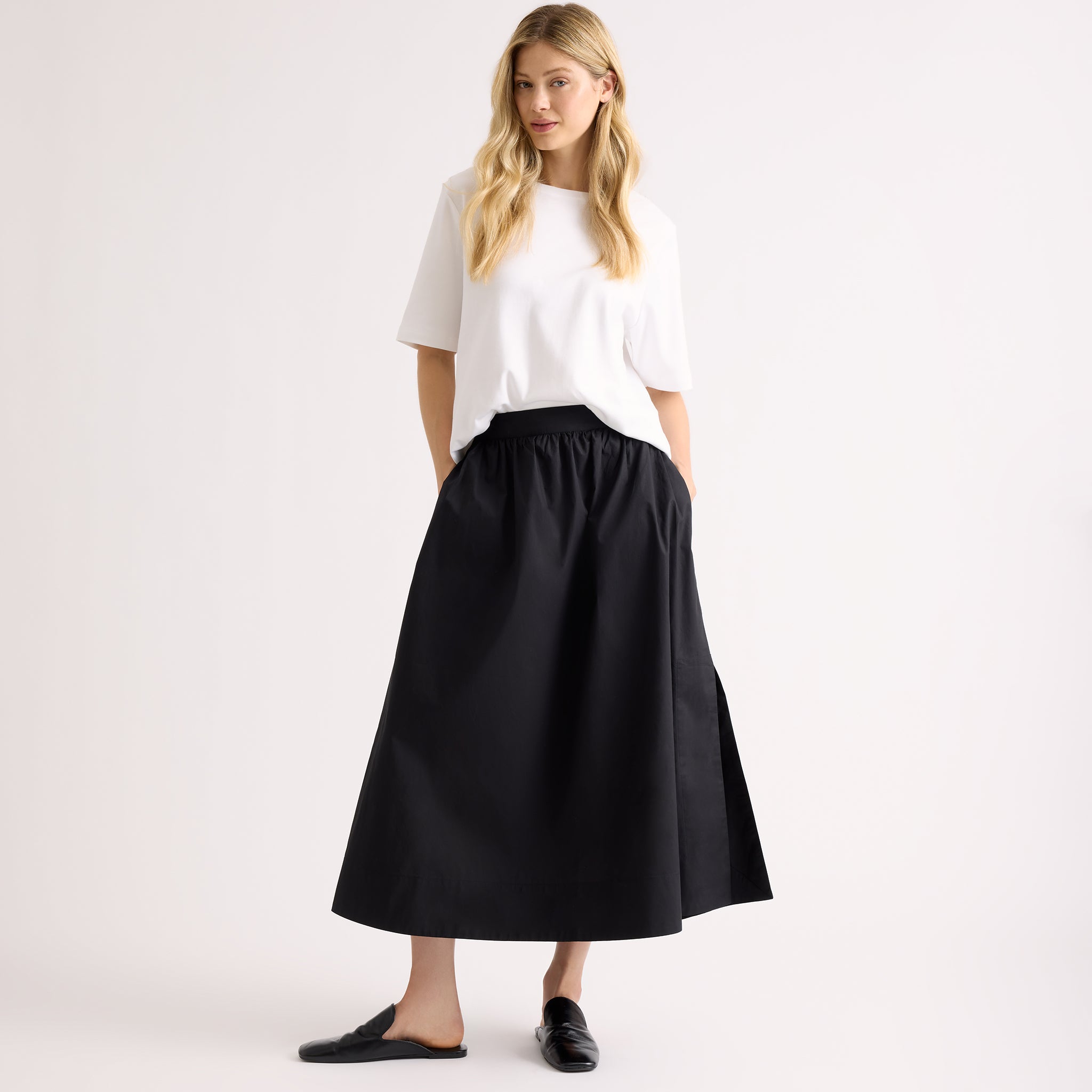 Black Cotton Full Skirt