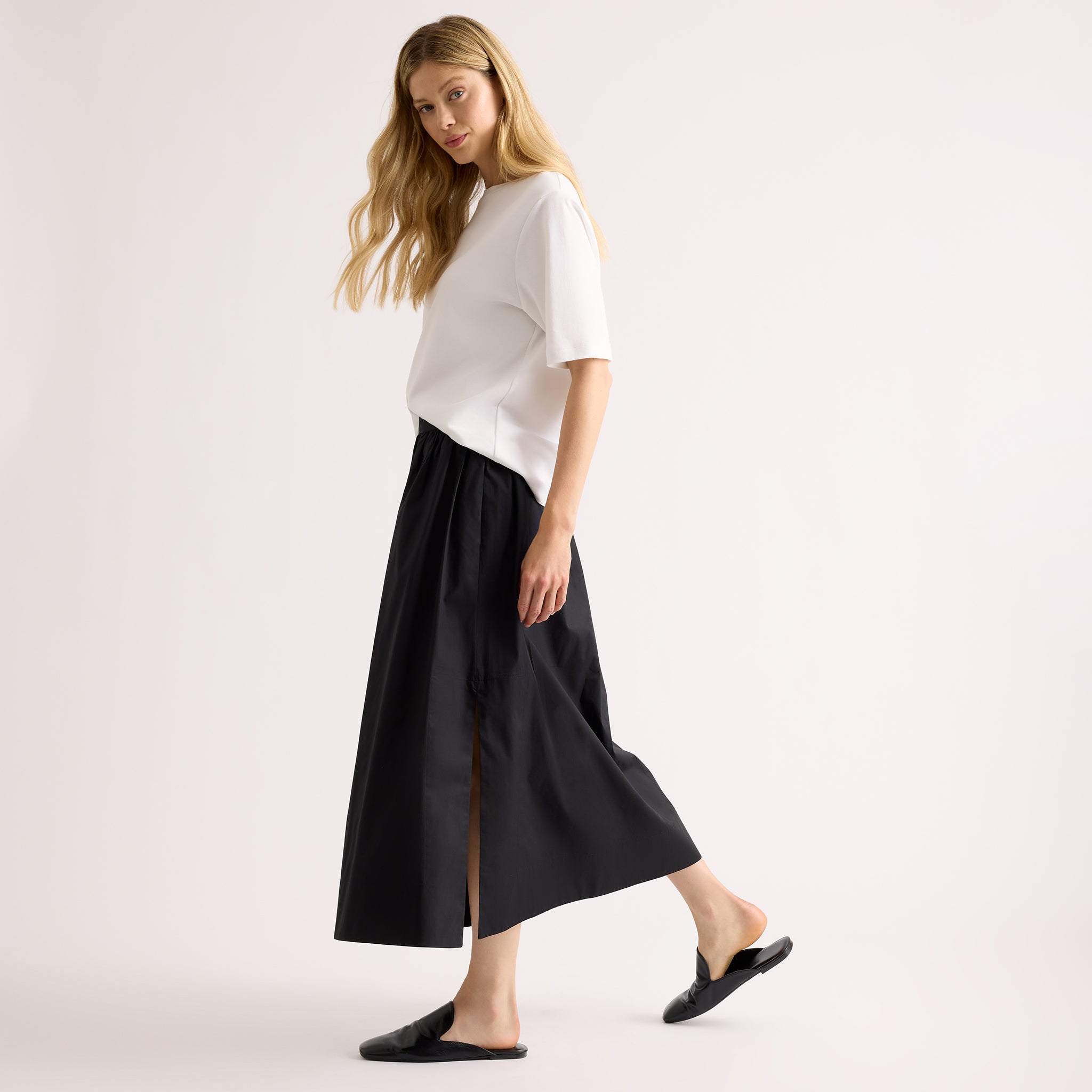Black Cotton Full Skirt