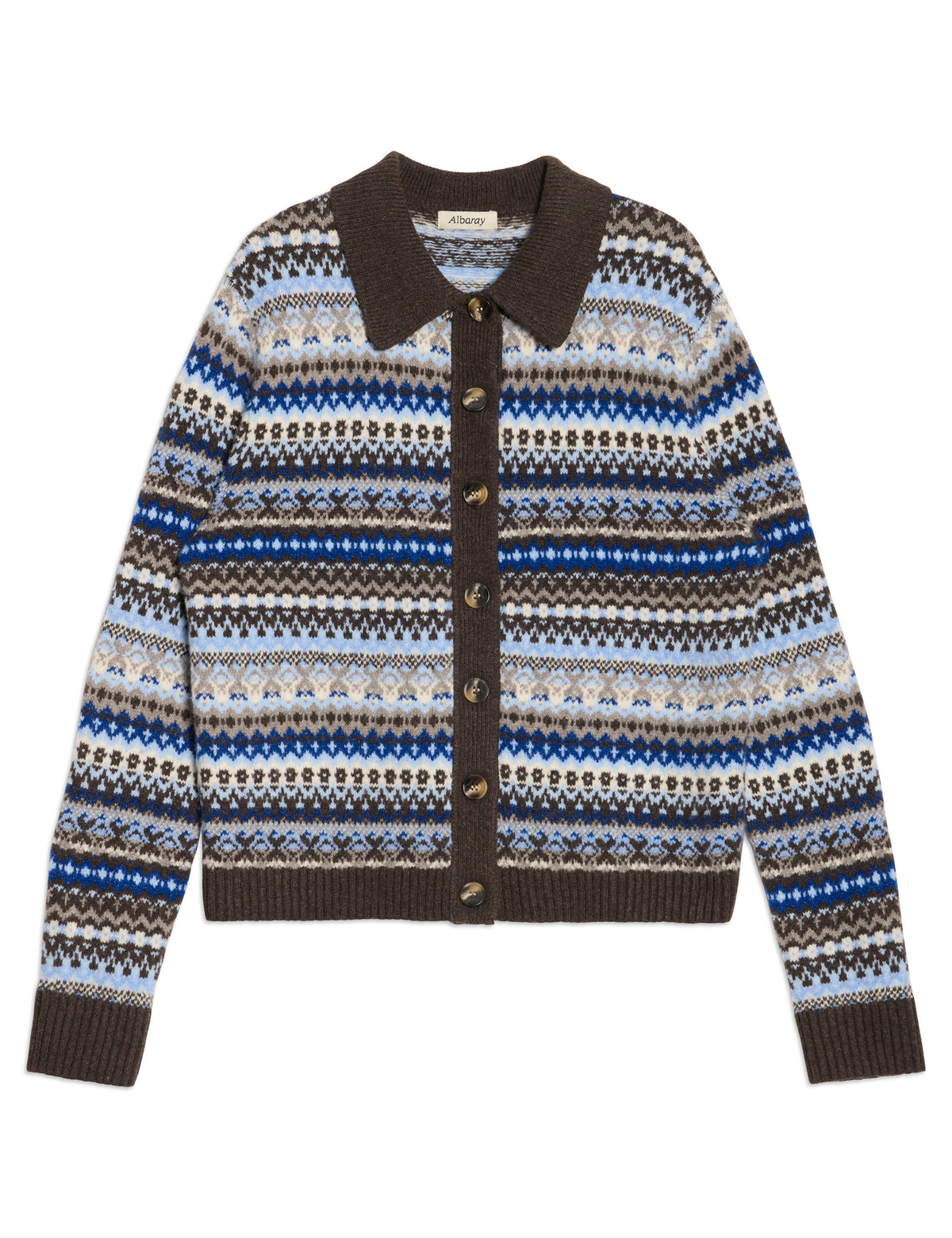 Blue Fair Isle Collar Cardigan