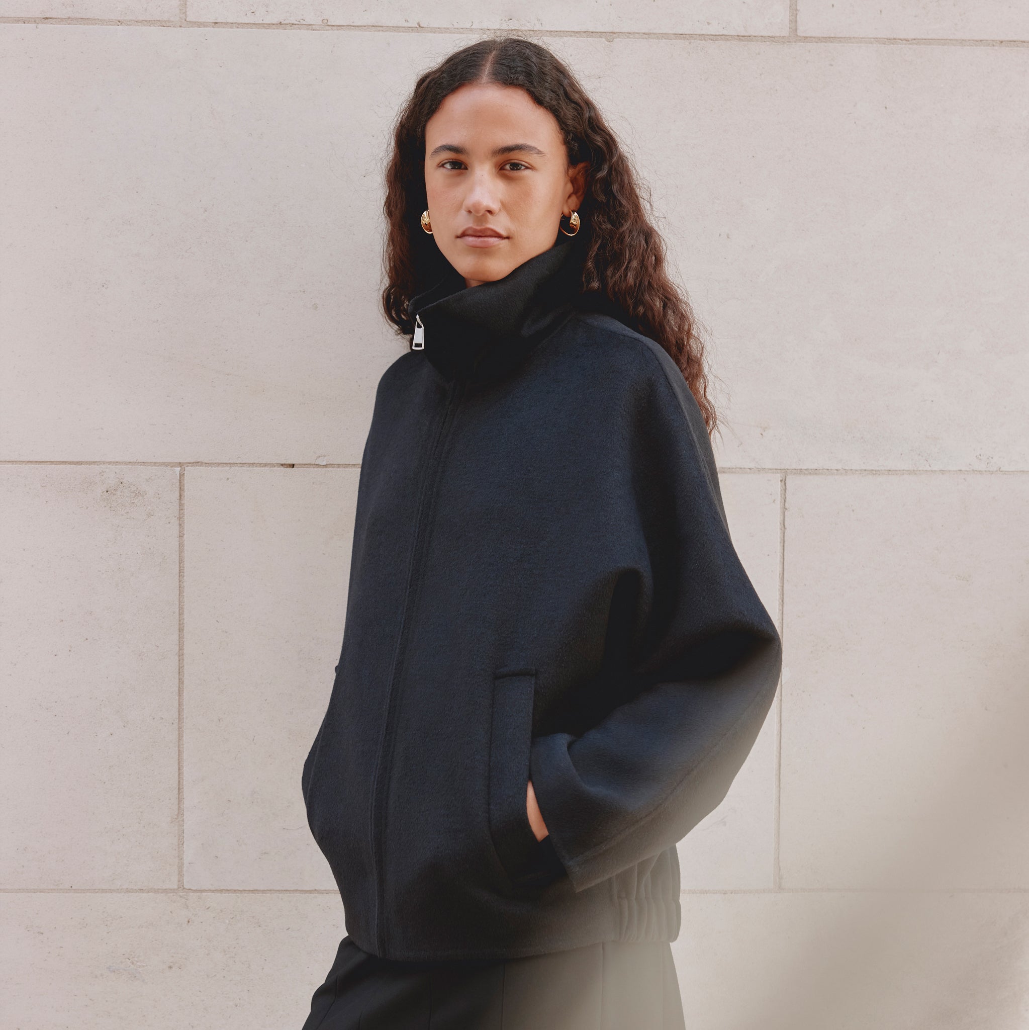 Wool Blend Zip Jacket