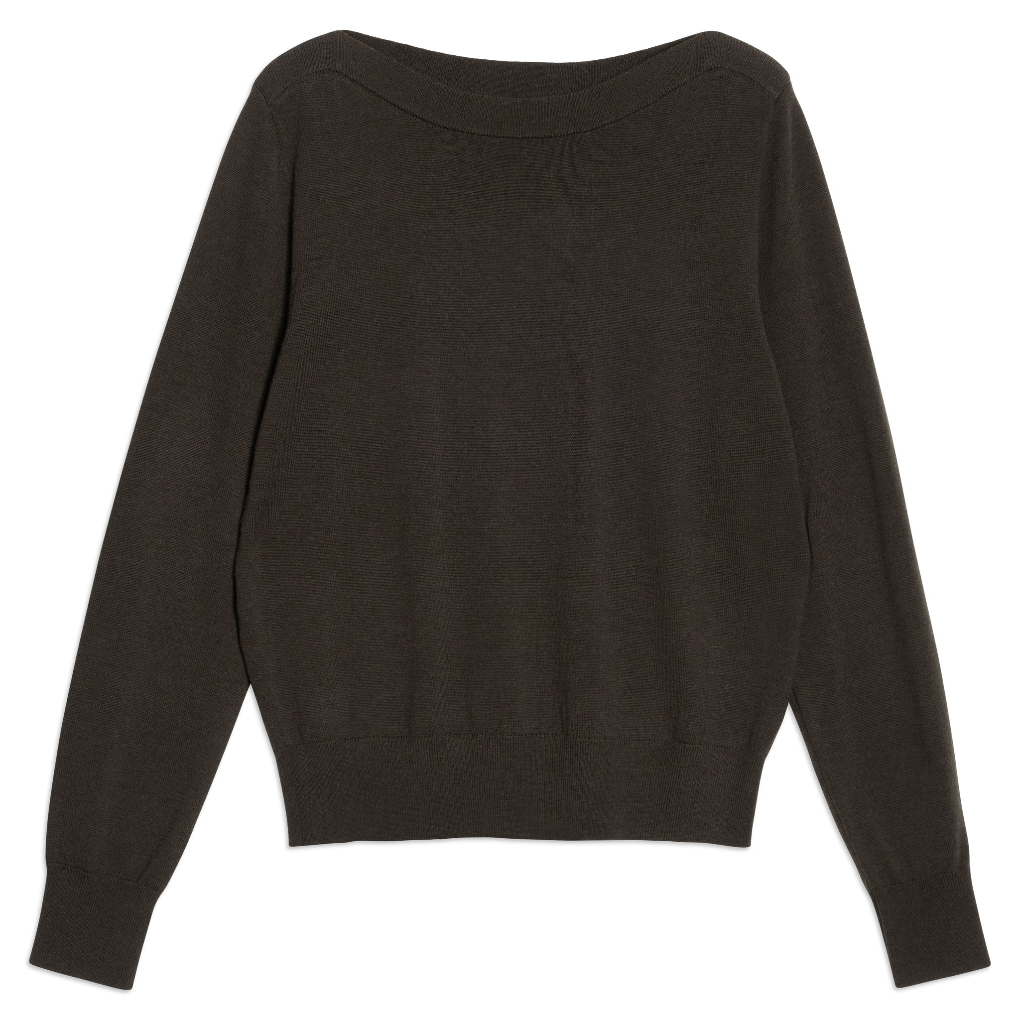 Chocolate Merino Slash Neck Jumper