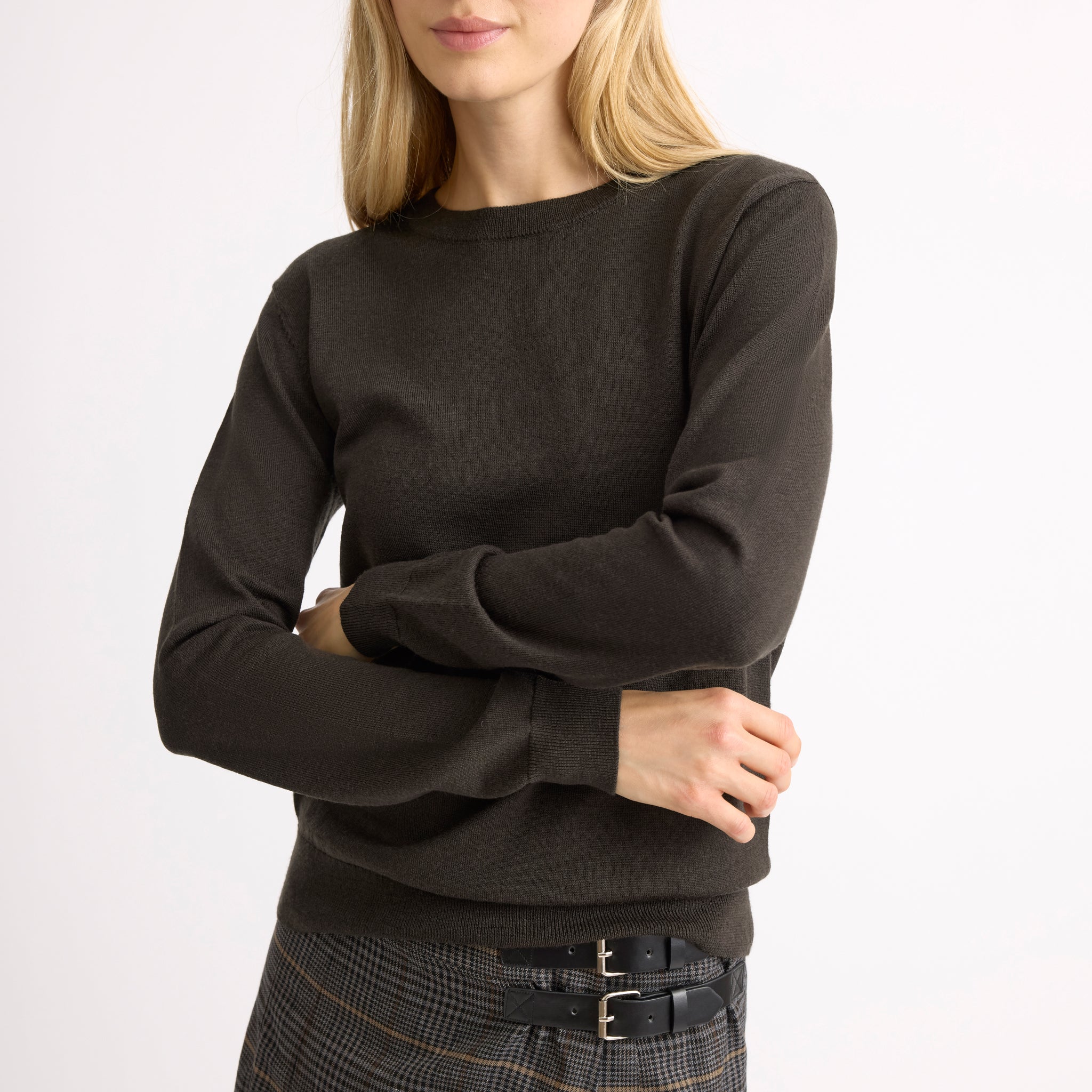 Chocolate Merino Crew Neck Jumper