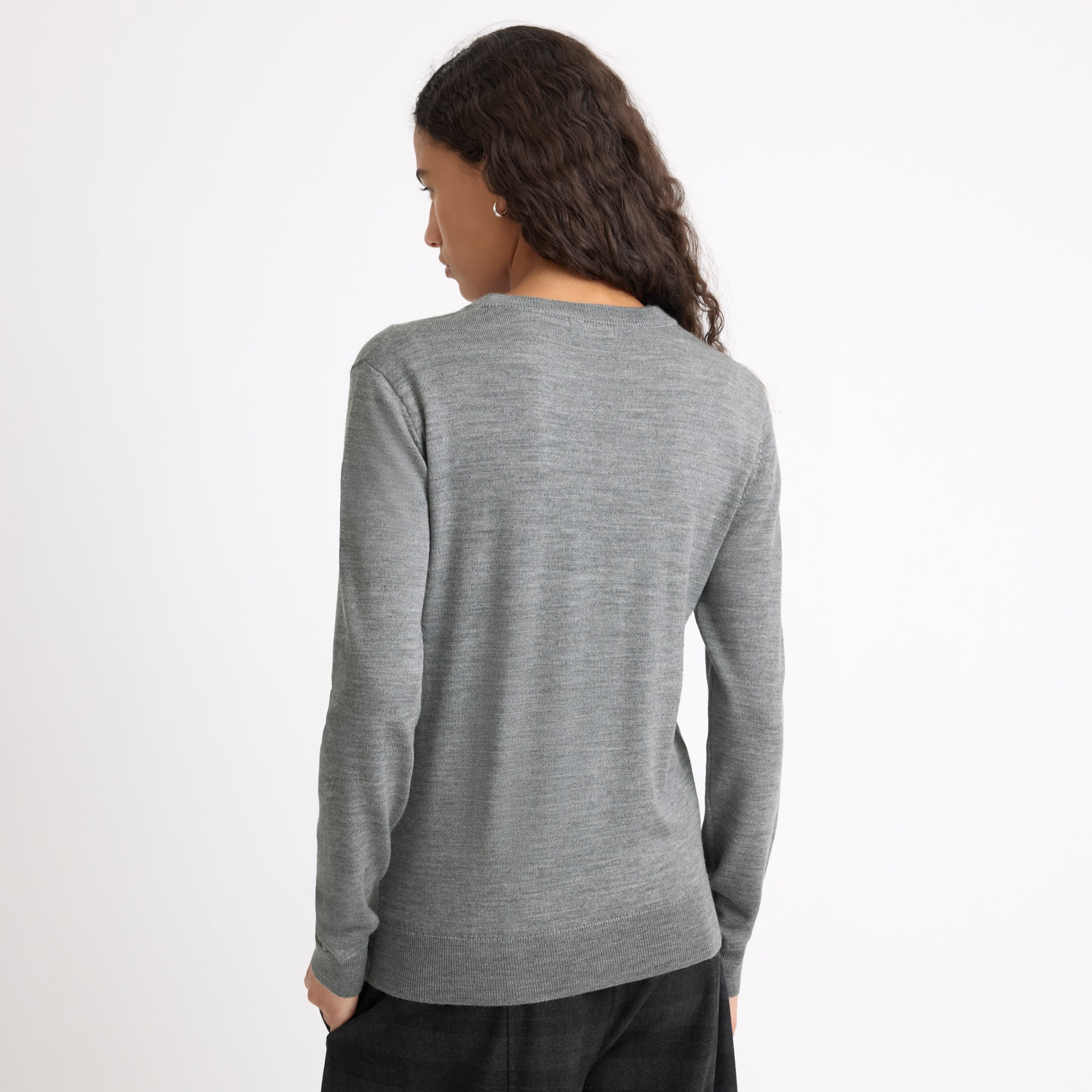 Grey Marl Merino Crew Neck Jumper