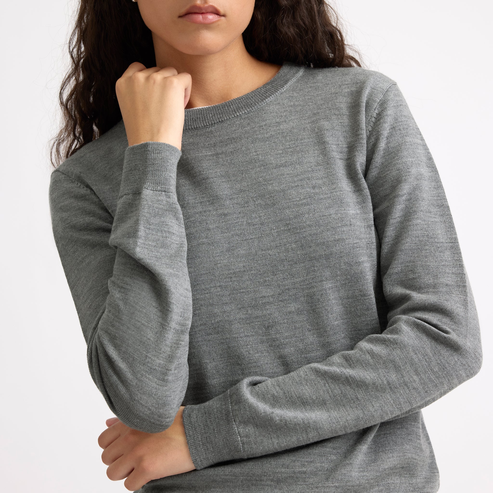 Grey Marl Merino Crew Neck Jumper