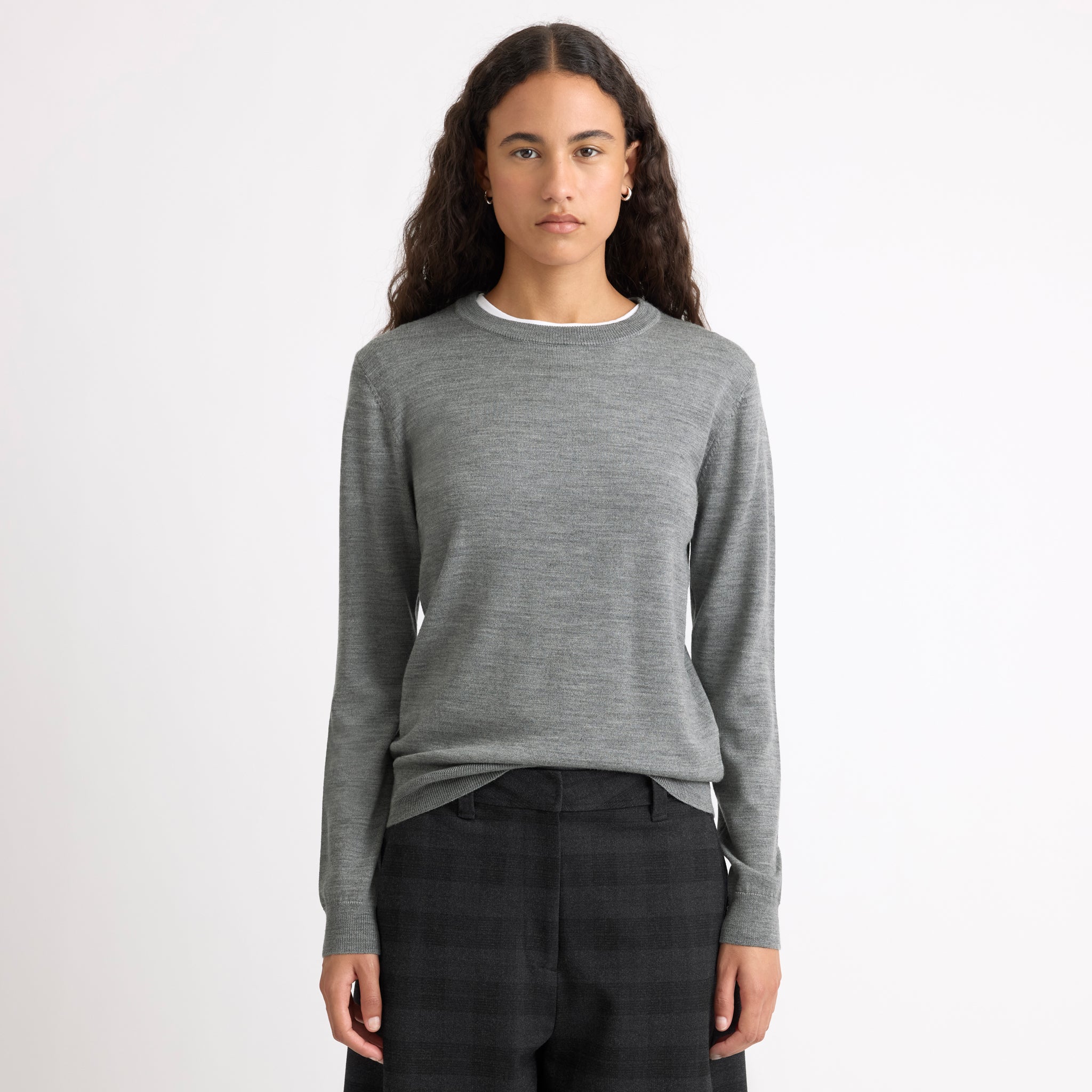 Grey Marl Merino Crew Neck Jumper
