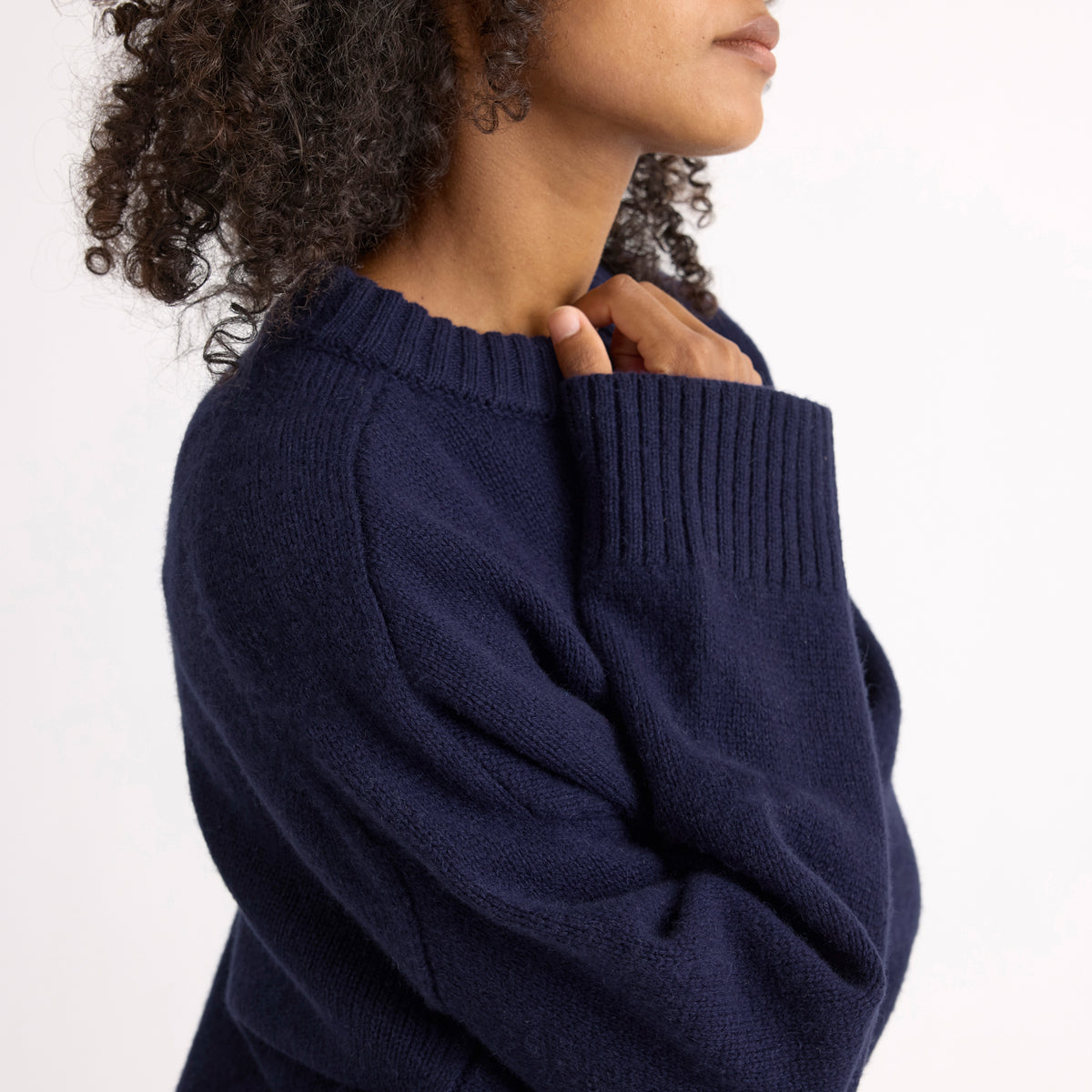 Navy Drop Shoulder Chunky Merino Jumper