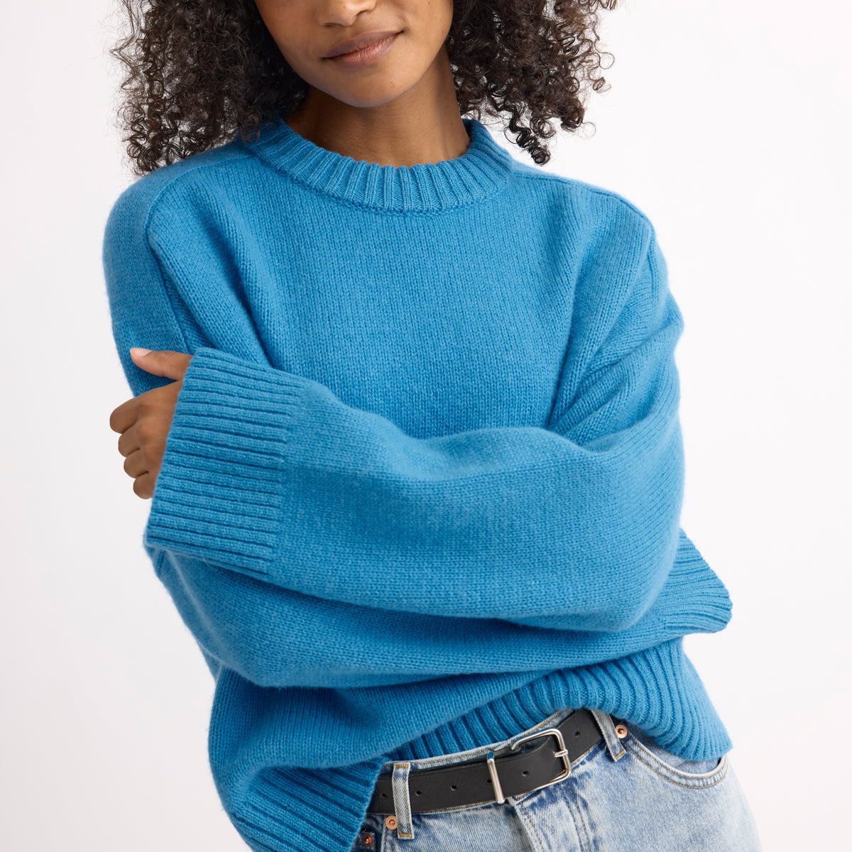 Vivid Blue Drop Shoulder Chunky Merino Jumper
