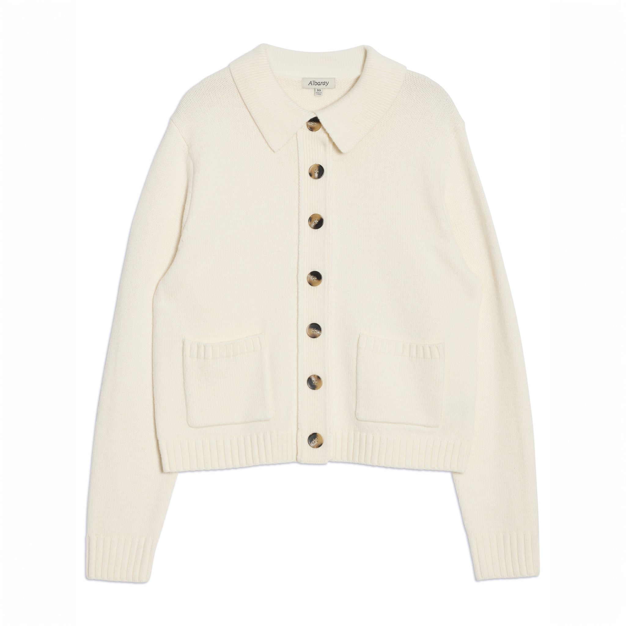 Cream Pocket Collar Cardigan
