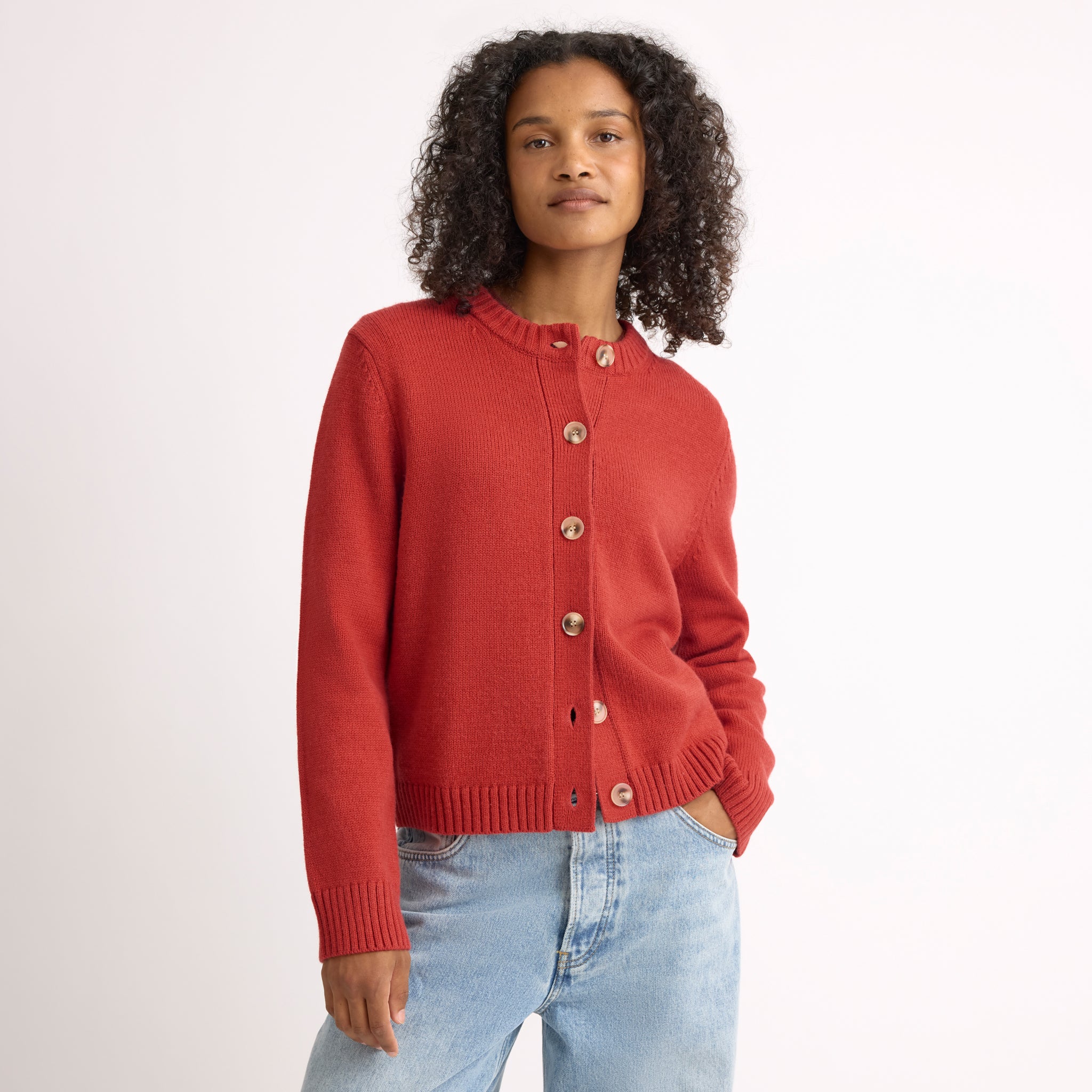 Orange Crew Neck Cardigan