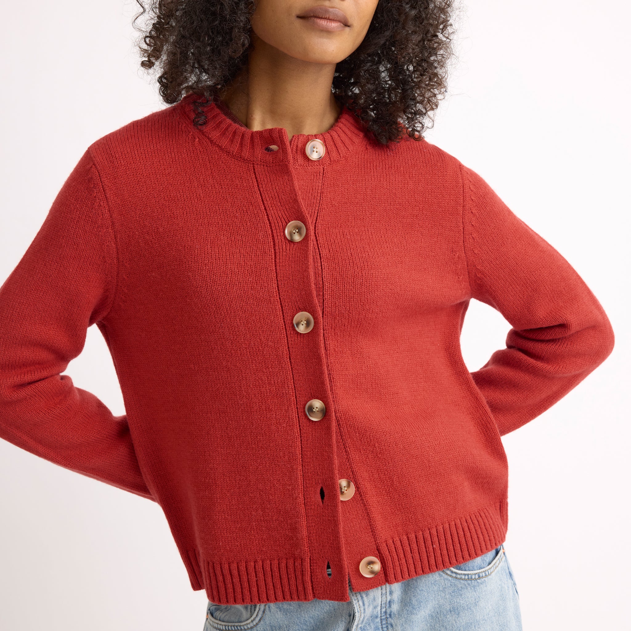 Orange Crew Neck Cardigan