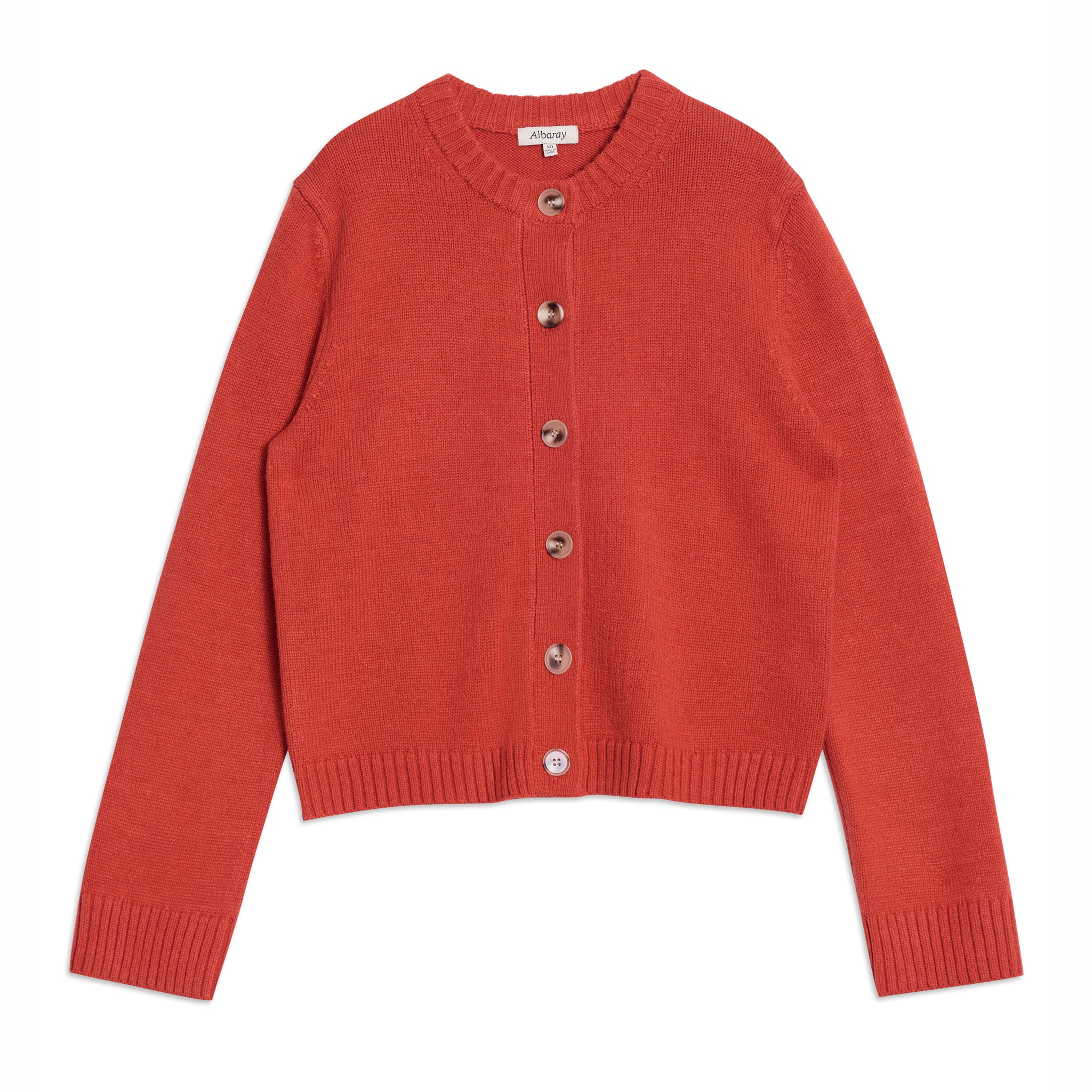 Orange Crew Neck Cardigan