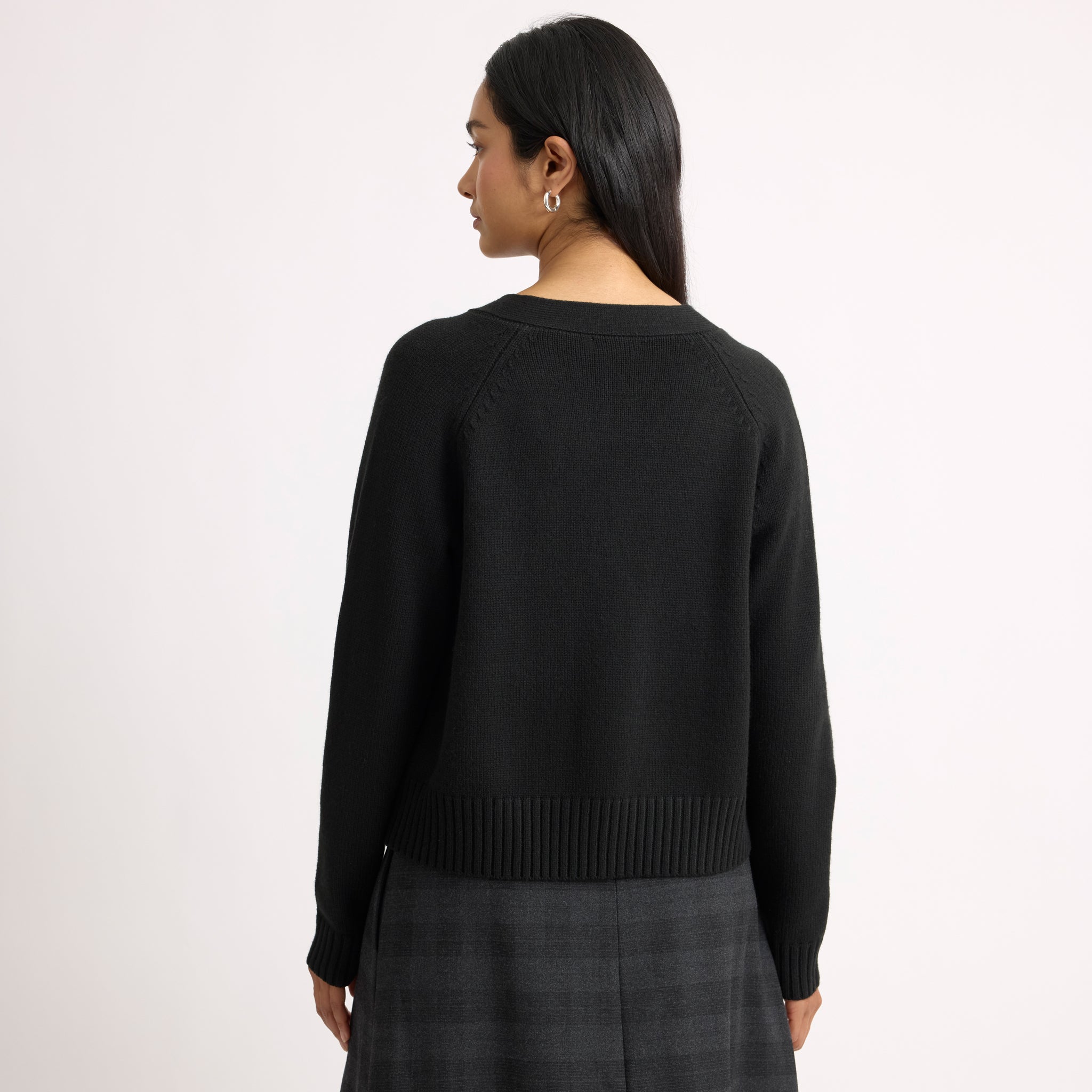 Black Relaxed V Neck Cardigan