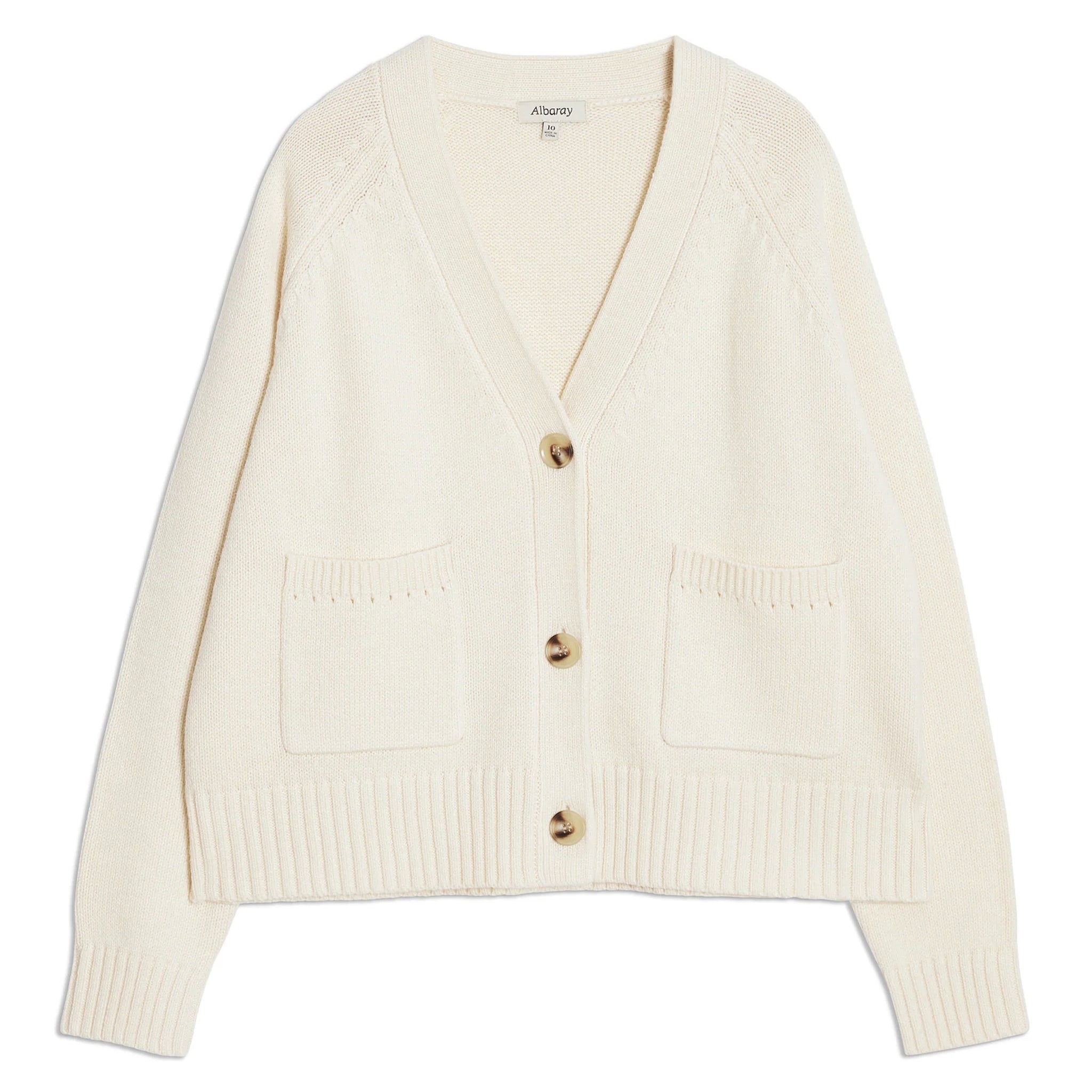 Cream Relaxed V Neck Cardigan