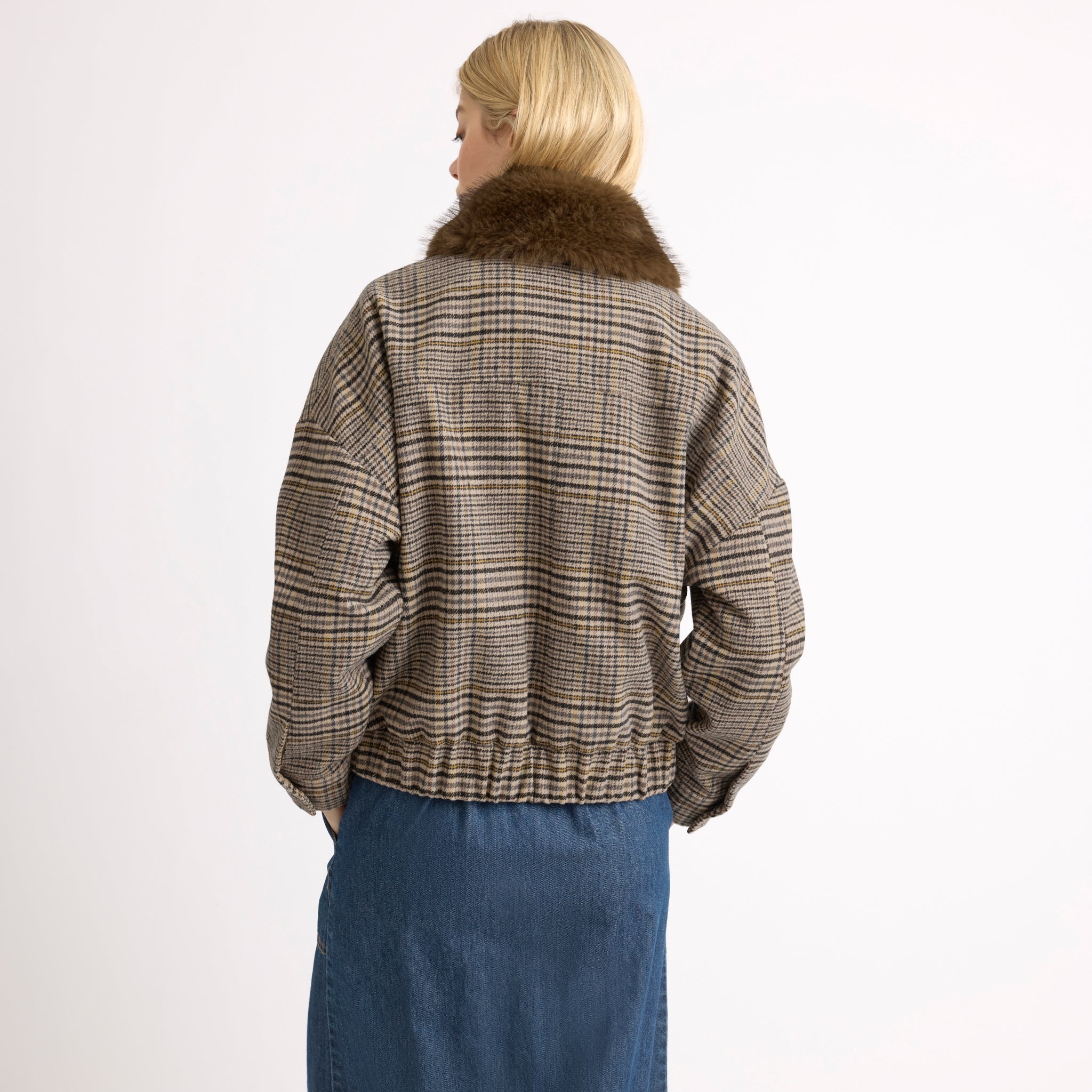Fur Collar Check Bomber