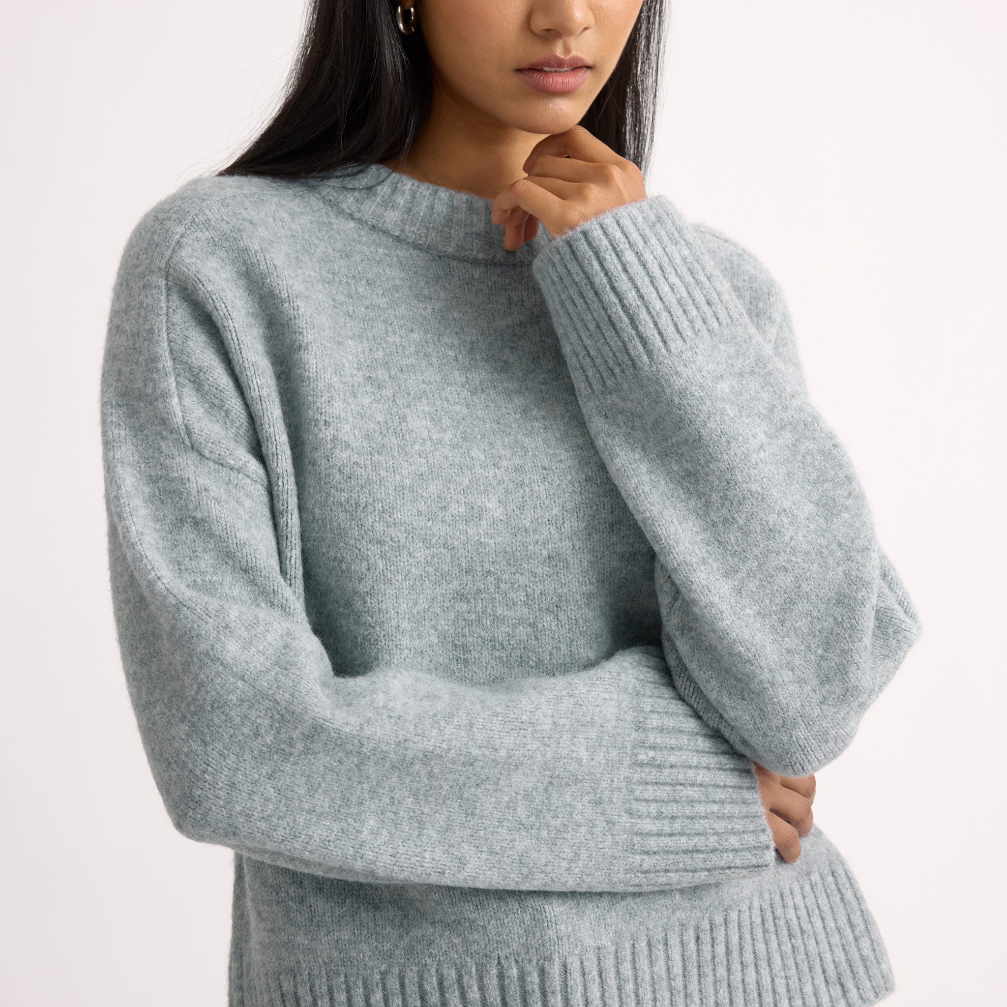 Grey Cosy Drop Shoulder Jumper