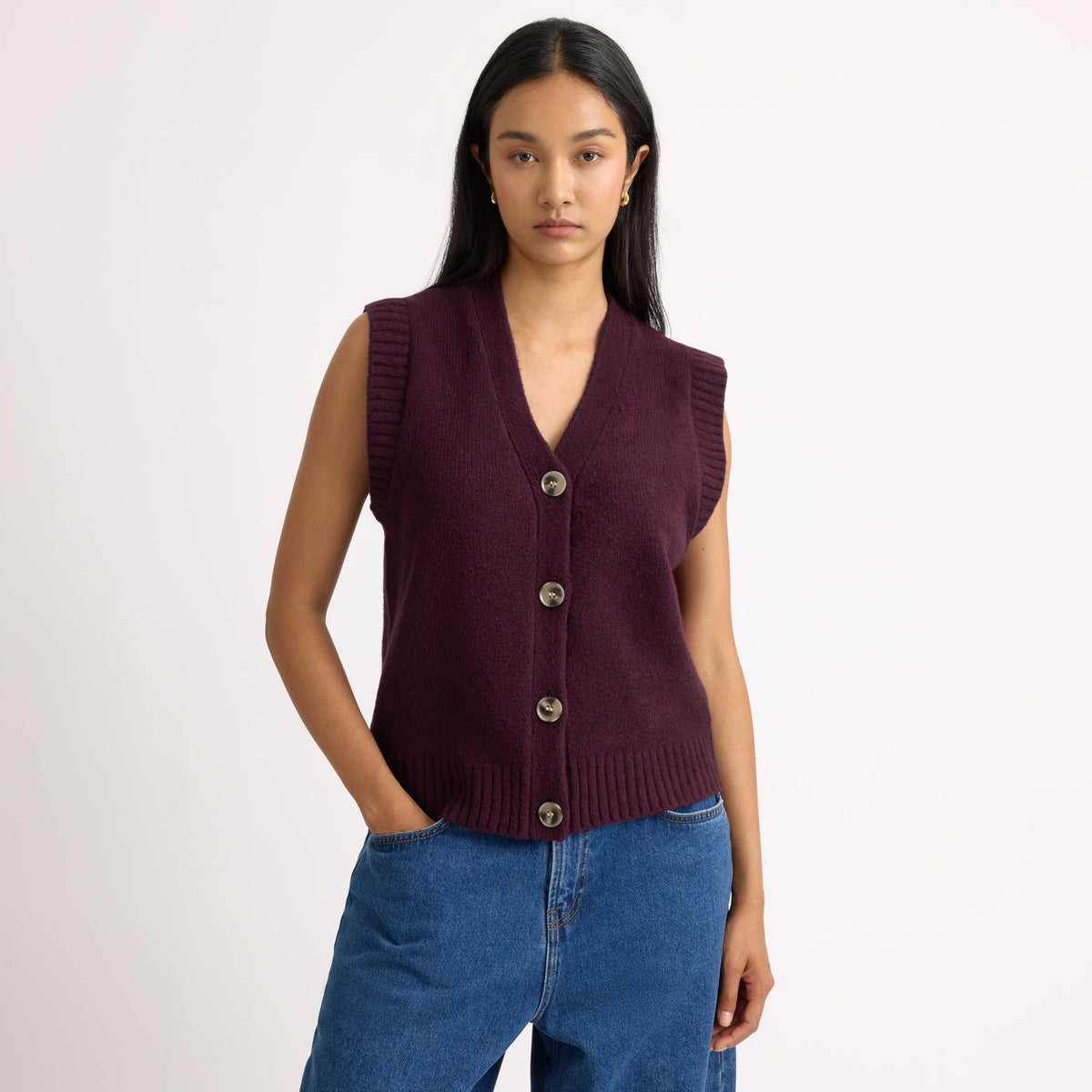 Burgundy Cosy Button Tank