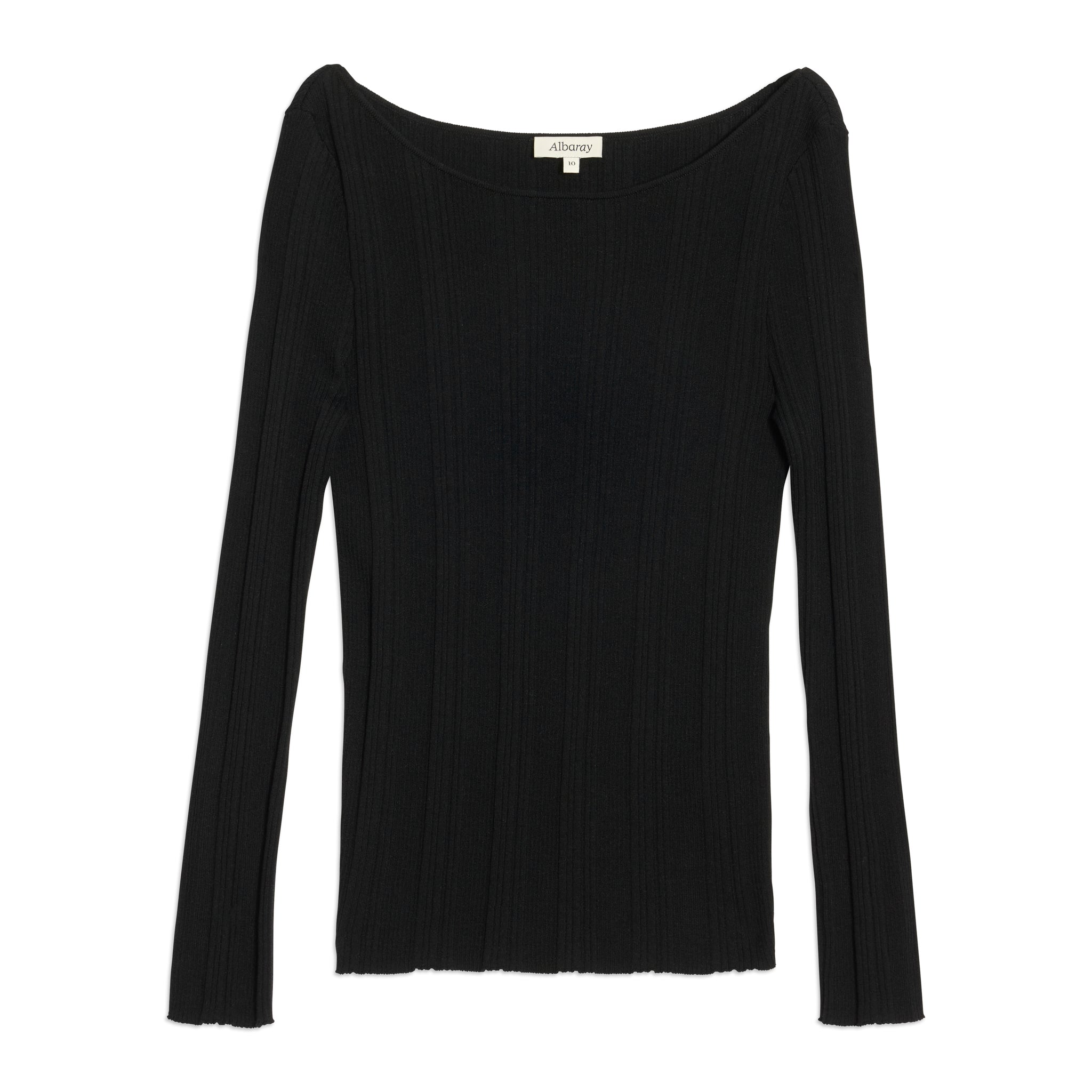 Black Variated Rib Slash Neck