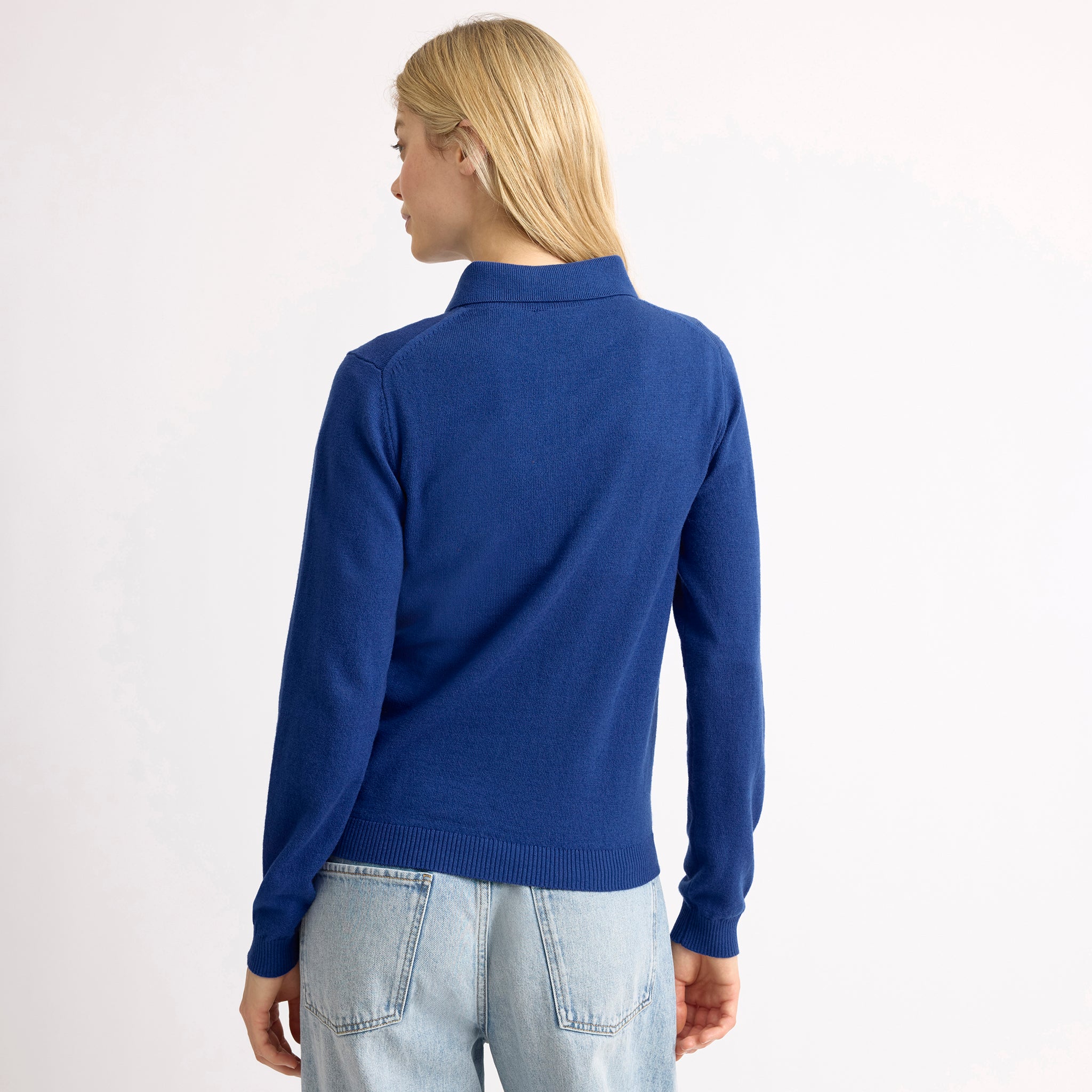 Cobalt Fine Knit Long Sleeve Polo