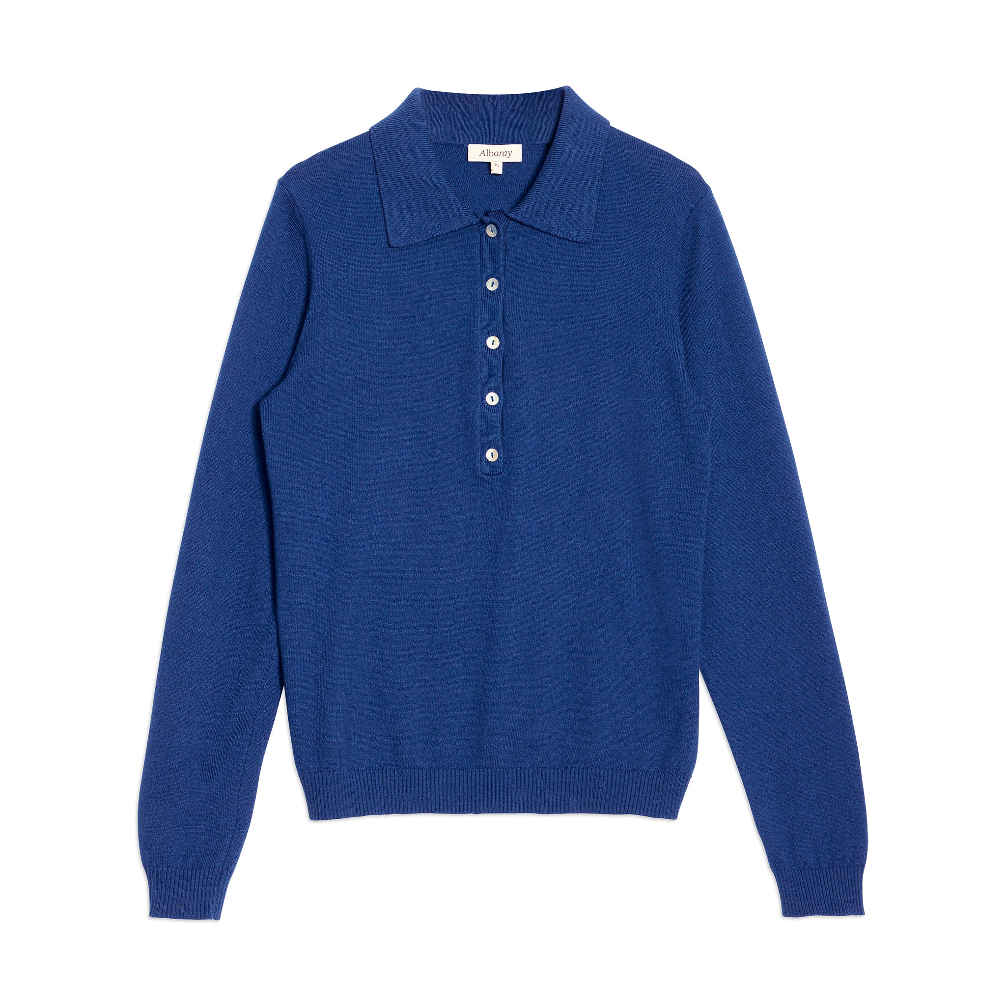 Cobalt Fine Knit Long Sleeve Polo