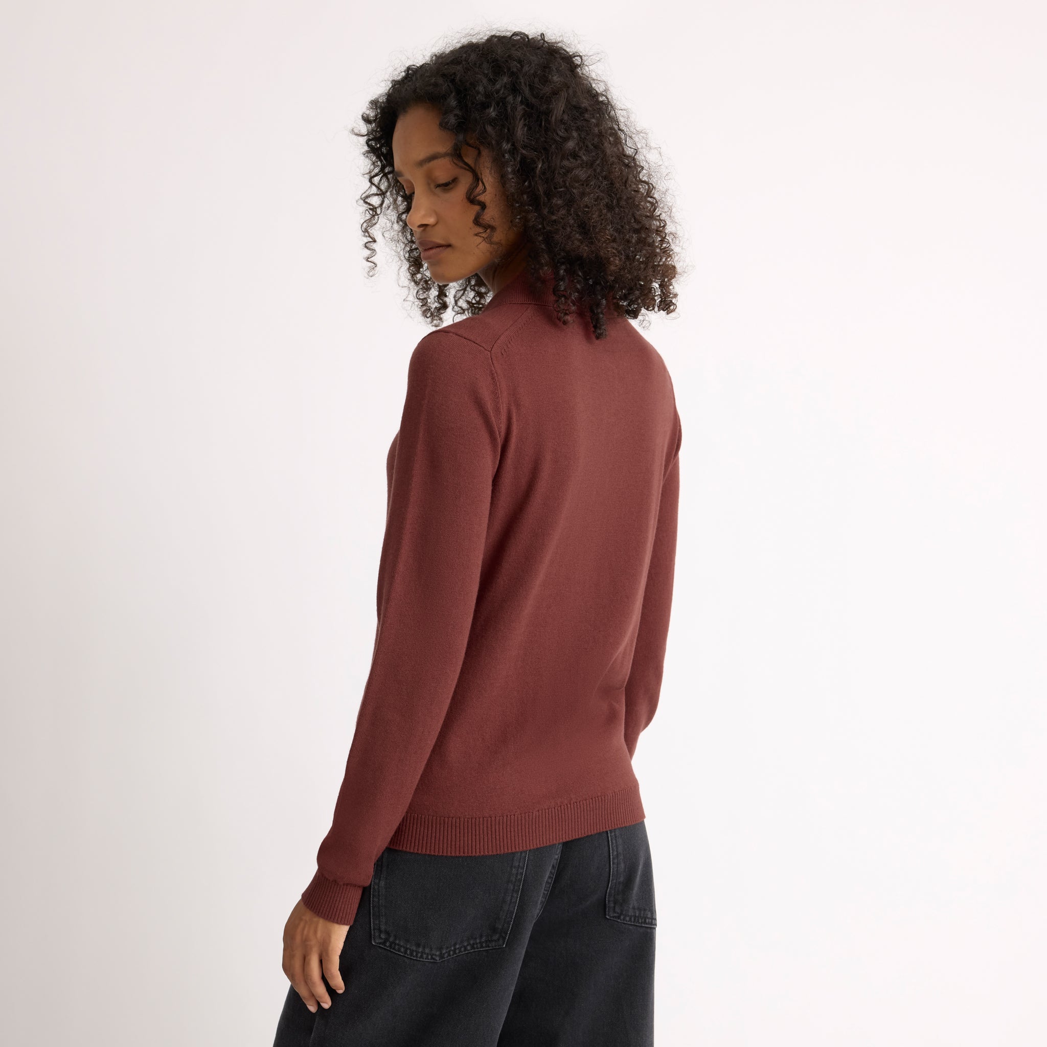 Chestnut Fine Knit Long Sleeve Polo