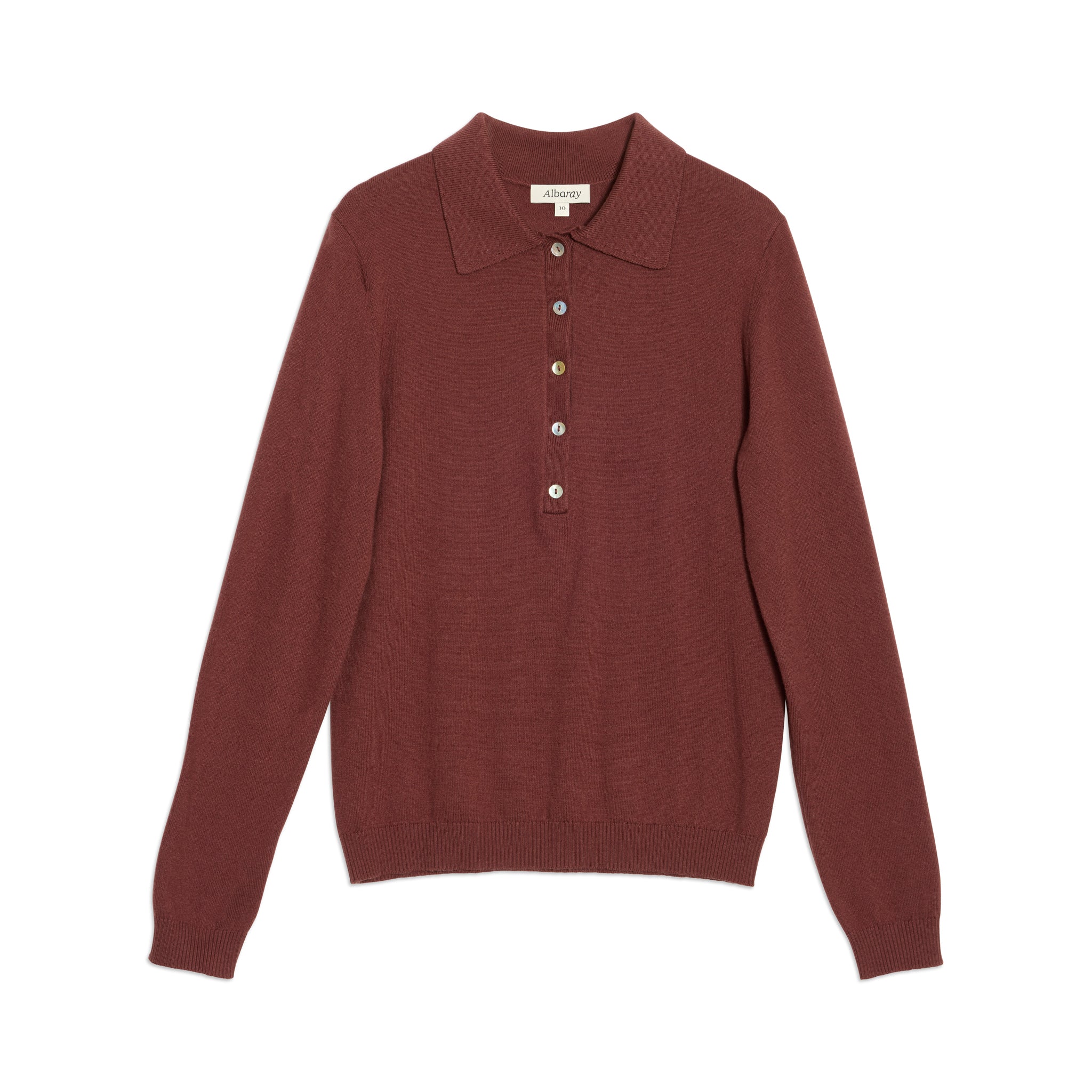 Chestnut Fine Knit Long Sleeve Polo