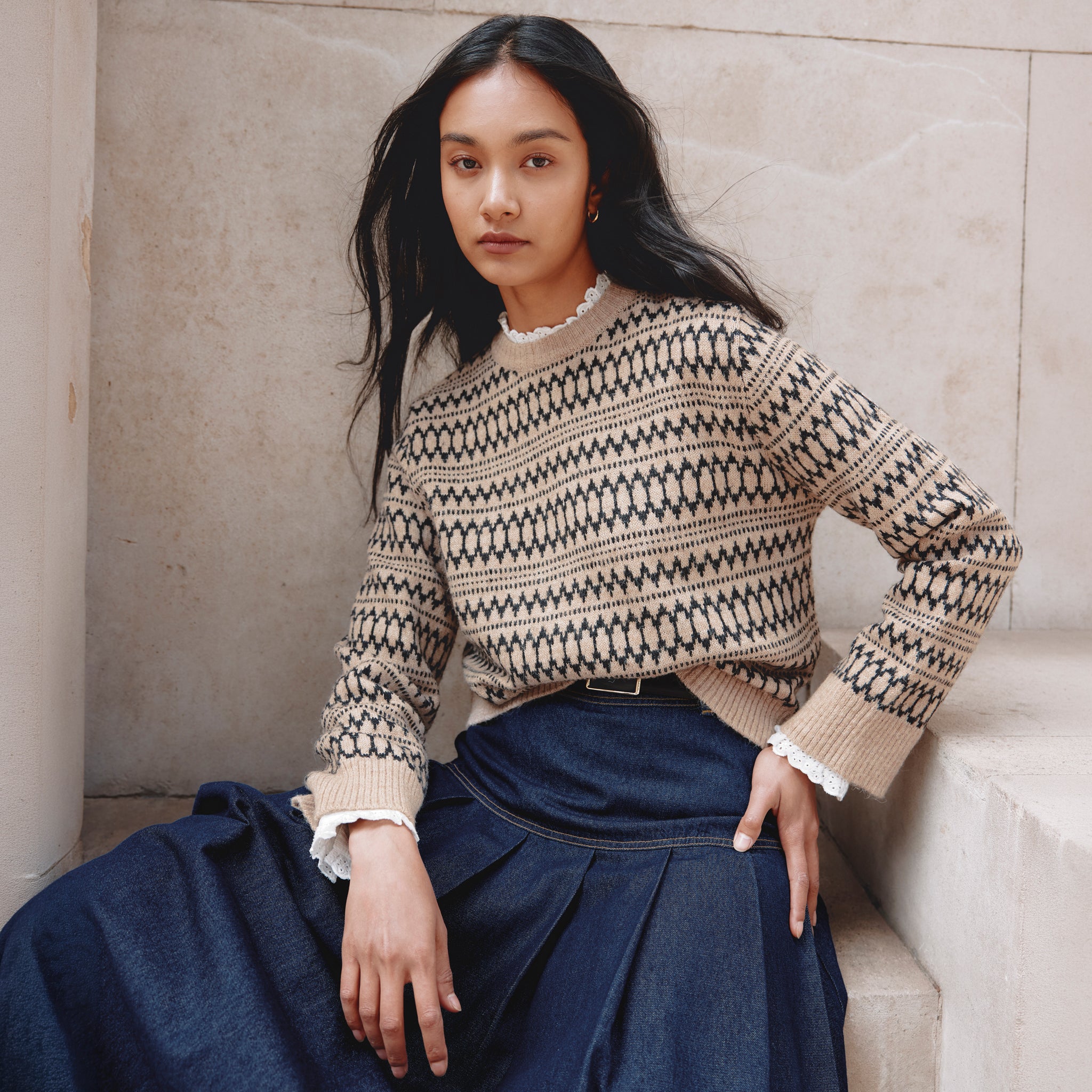 Cream Intarsia Jumper