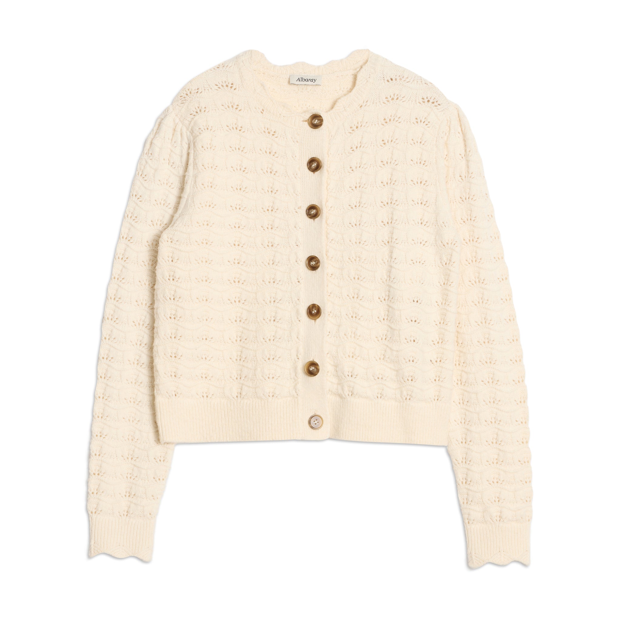 Puff Sleeve Pointelle Cardigan
