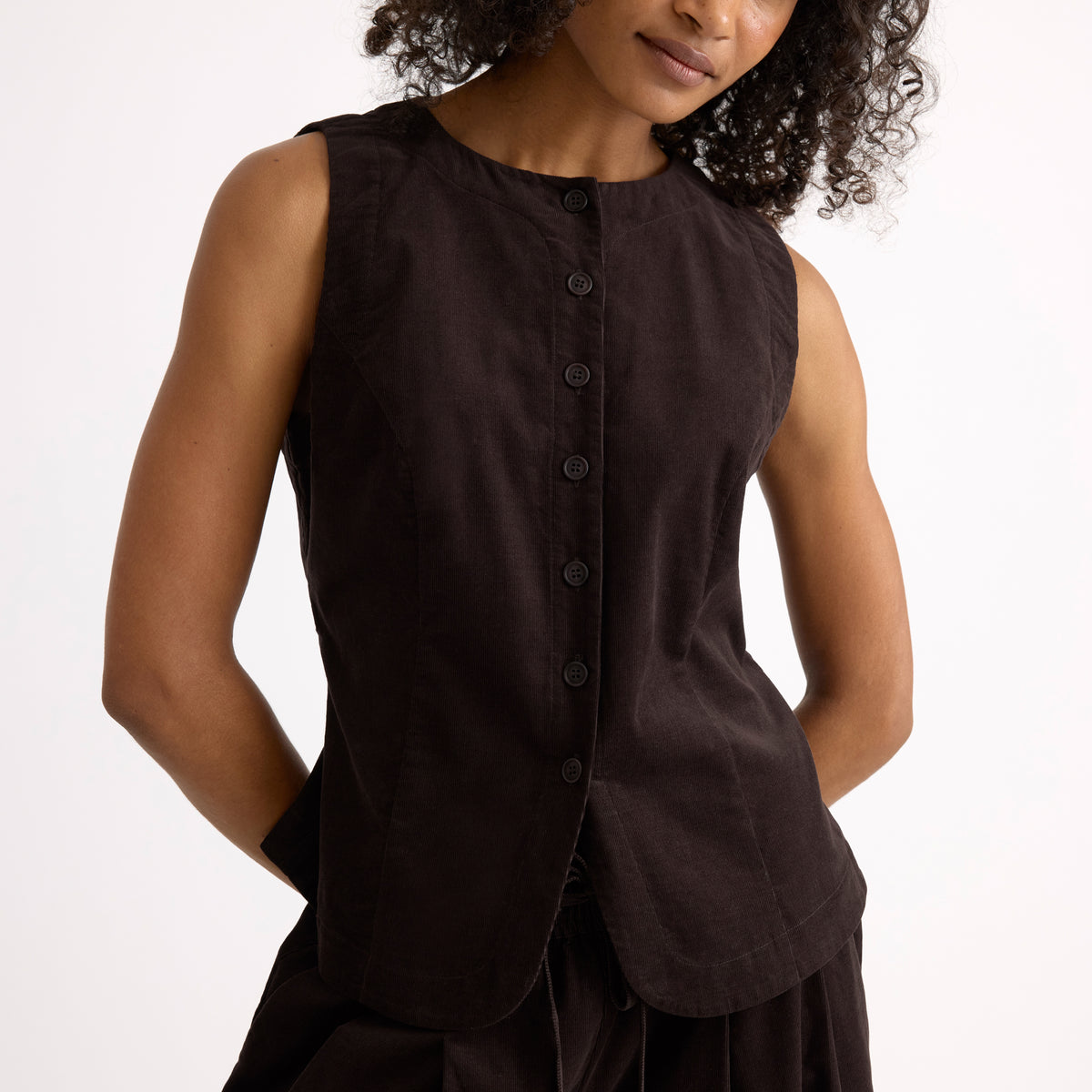 Chocolate Baby Cord Waistcoat