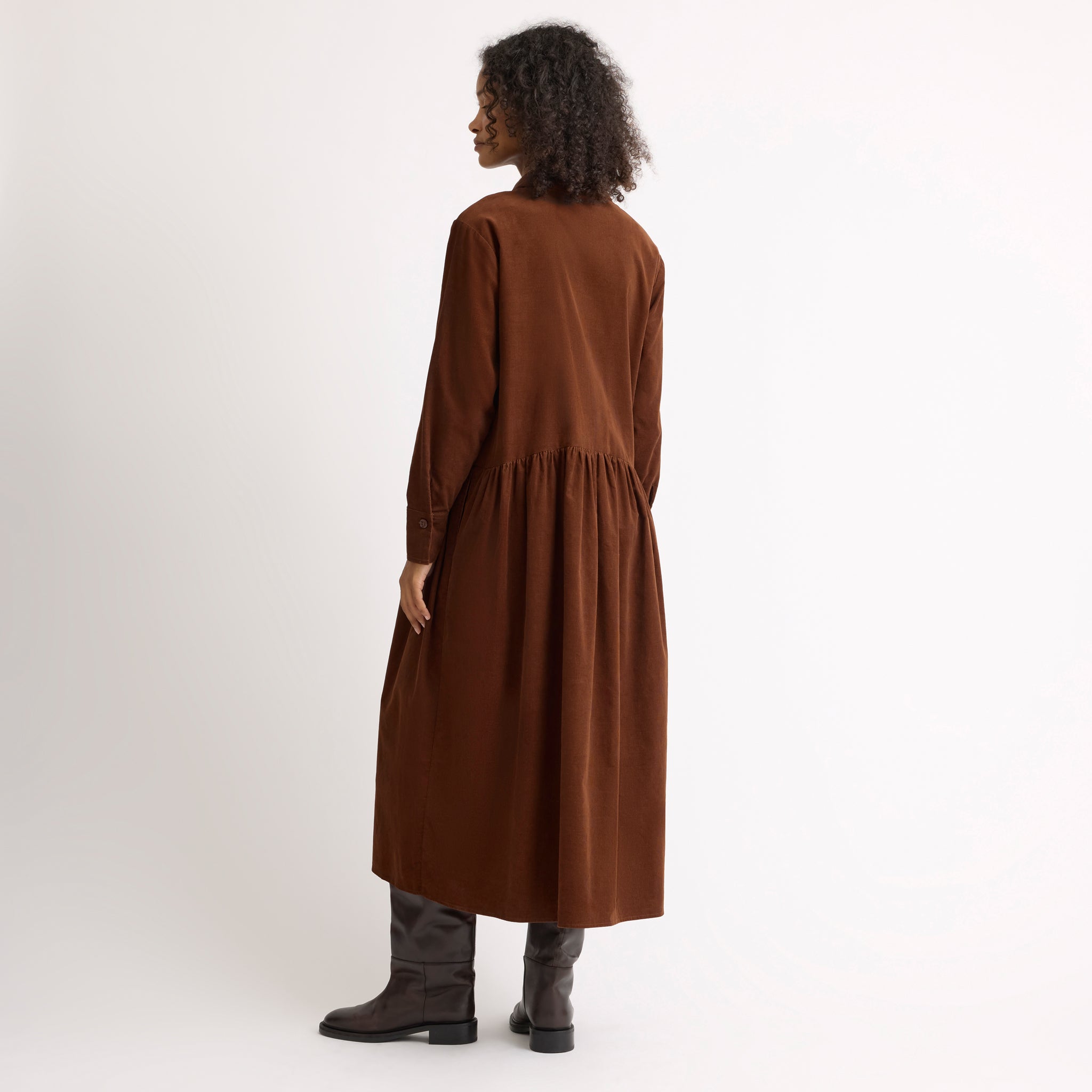 Tan Baby Cord Midi Dress