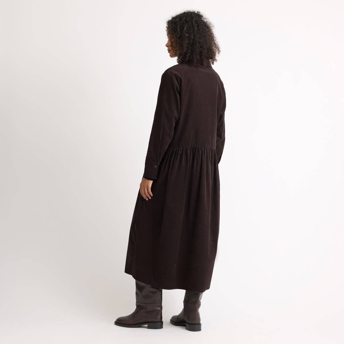 Chocolate Baby Cord Midi Dress