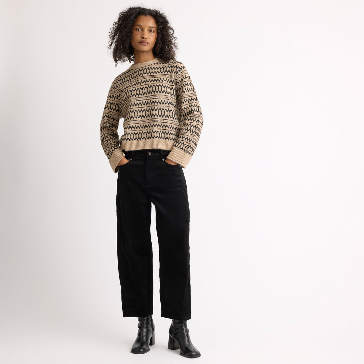 Black Cord Barrel Trouser