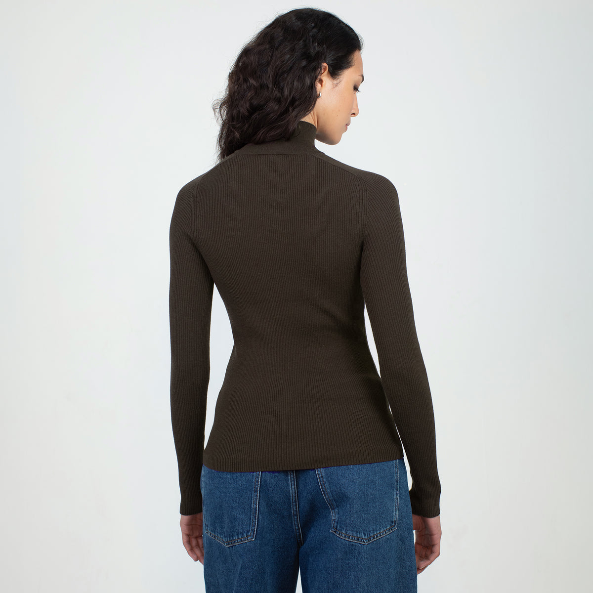 Chocolate Funnel Neck Skinny Jumper