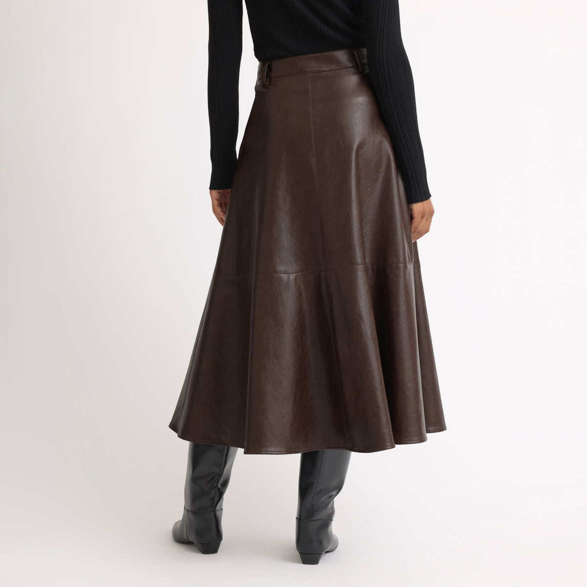 Chocolate Faux Leather Full Skirt