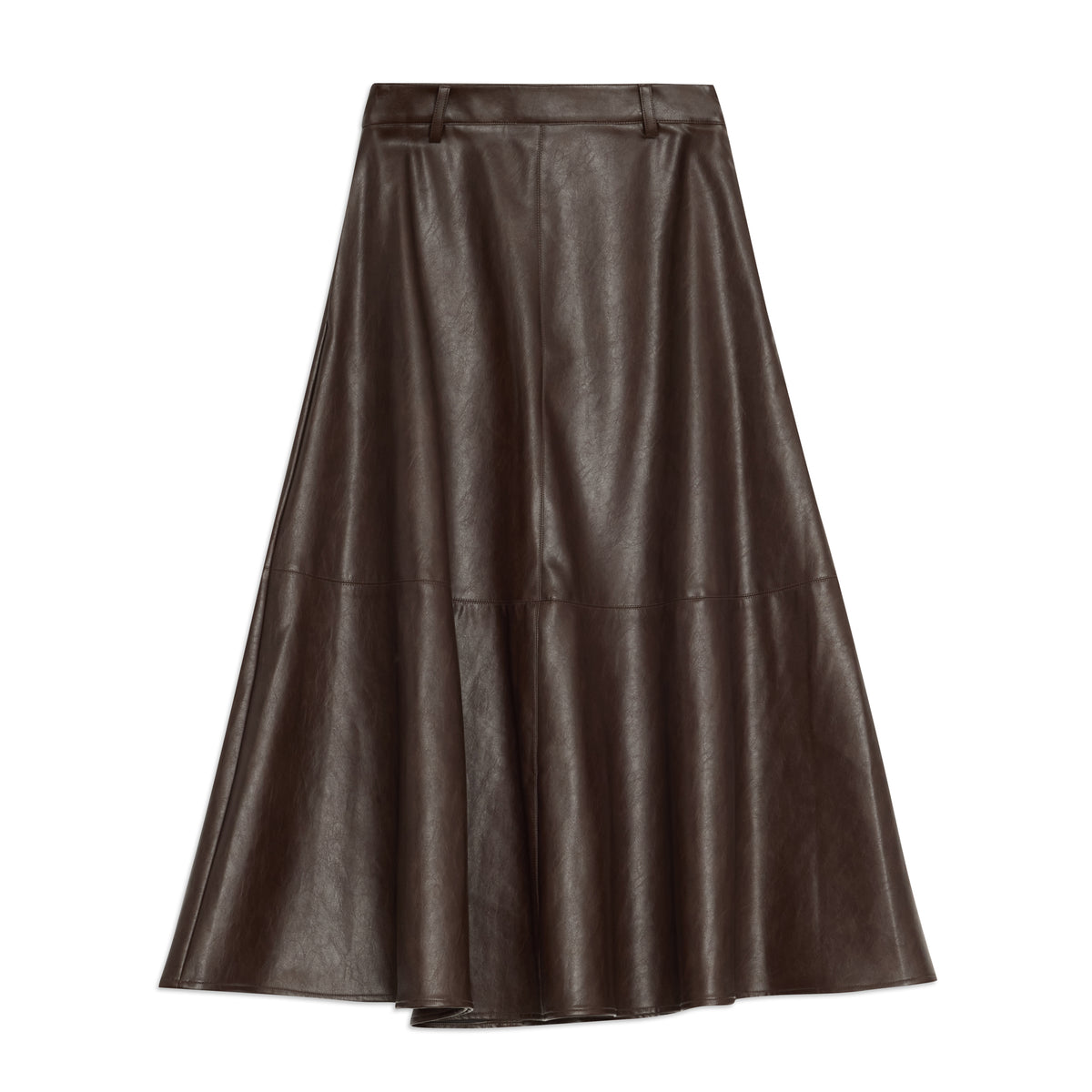 Chocolate Faux Leather Full Skirt