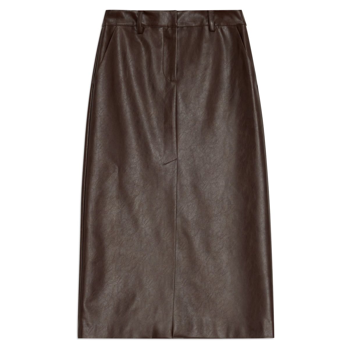 Chocolate Faux Leather Pencil Skirt