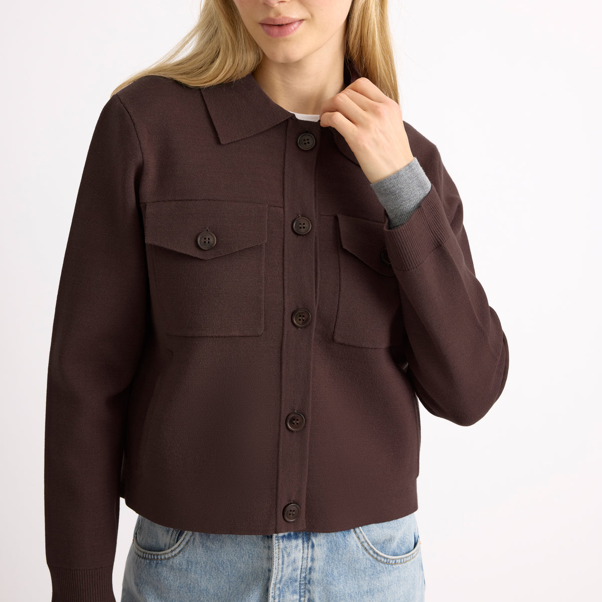 Chocolate Pocket Knit Jacket