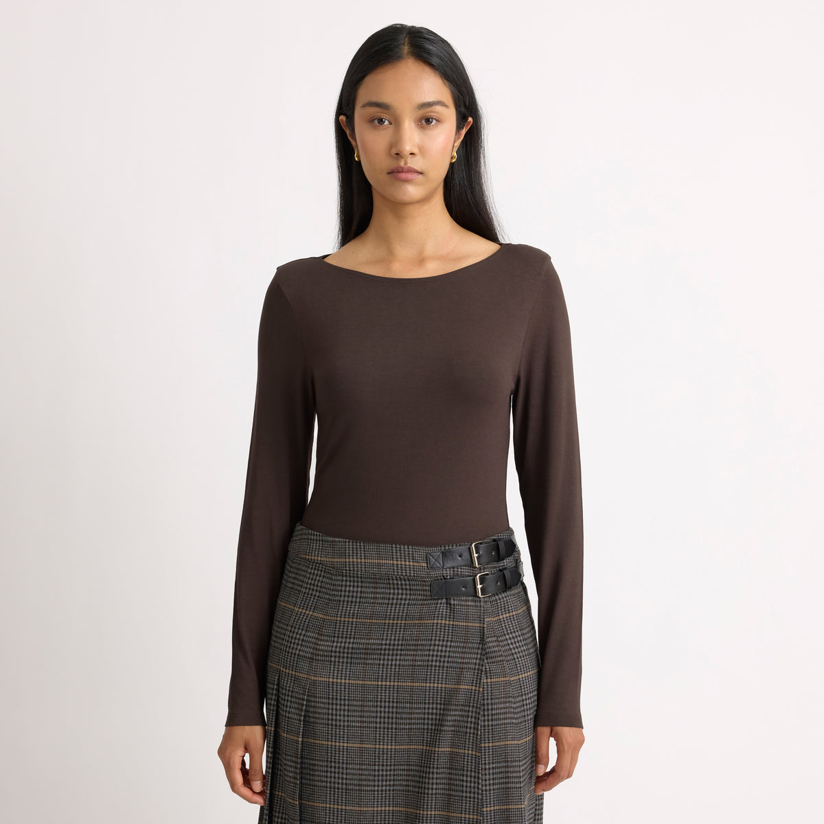 Slash Neck Shoulder Pad Top