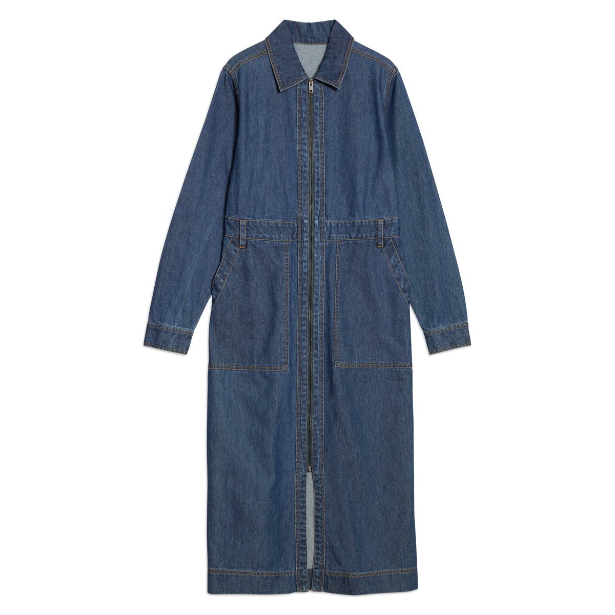 Denim Zip Front Dress
