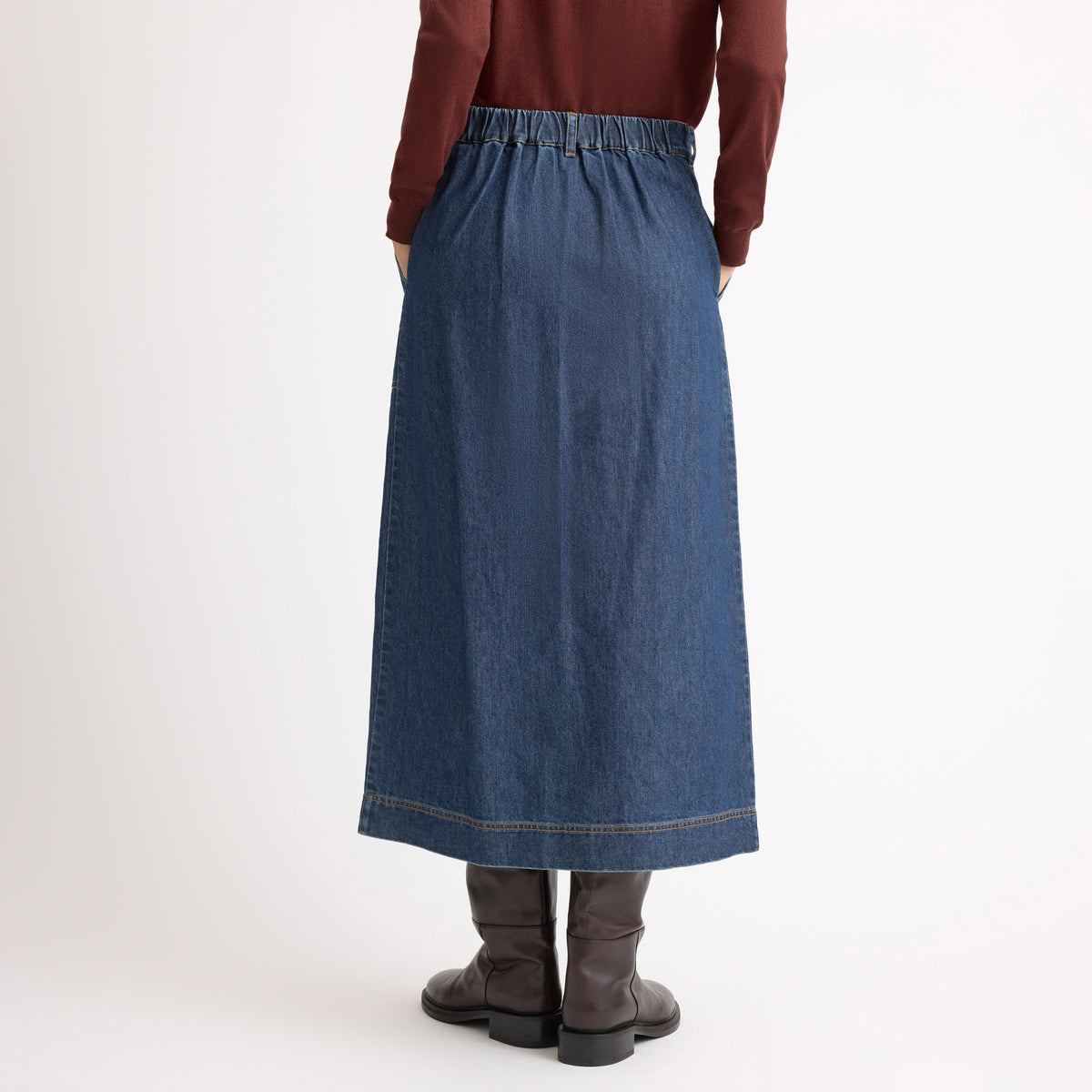 Denim Zip Front Skirt