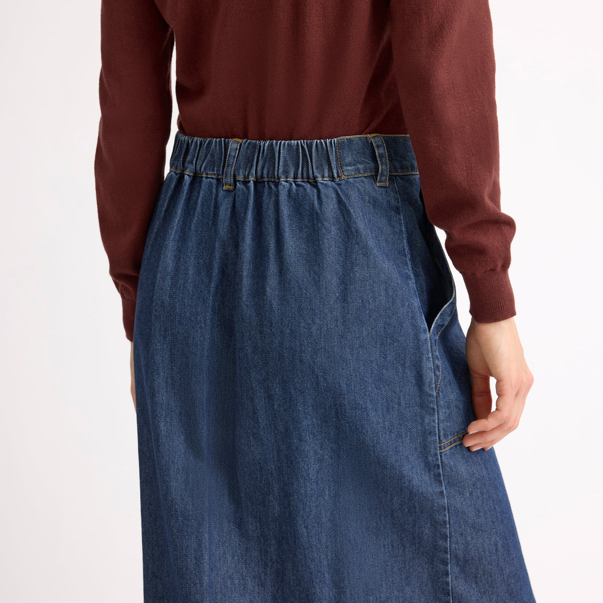 Denim Zip Front Skirt