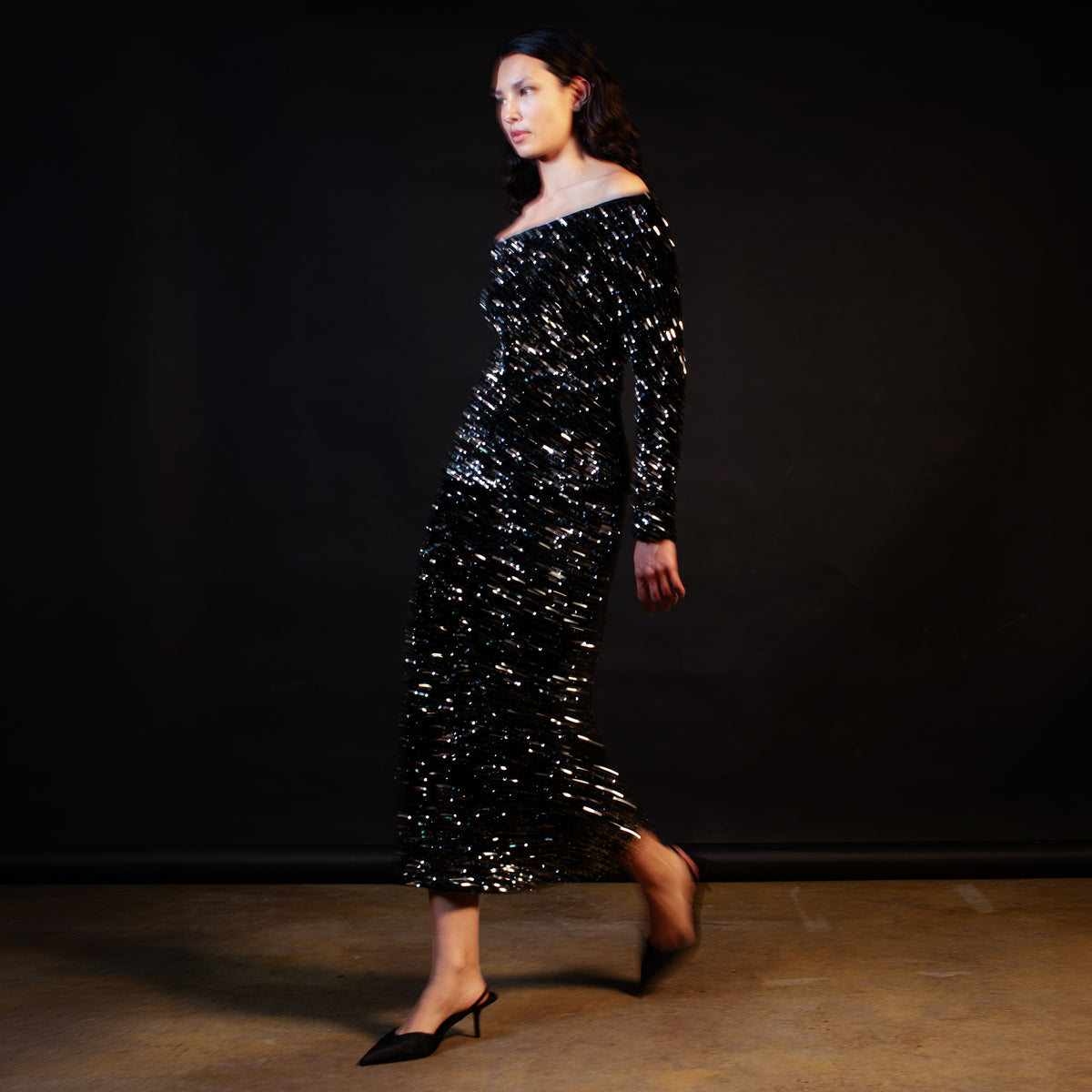 Velvet Sequin Pencil Skirt