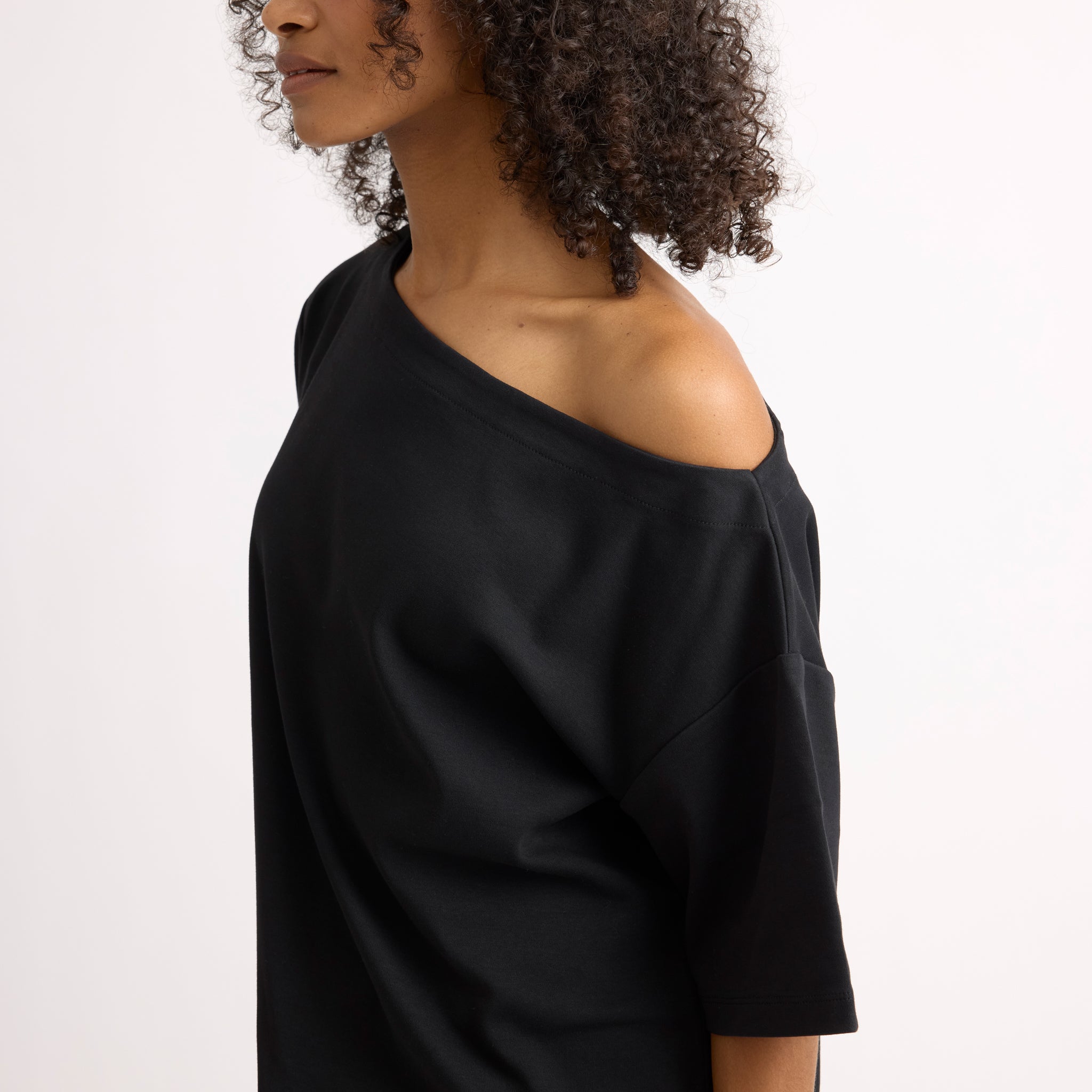Black Off Shoulder T Shirt
