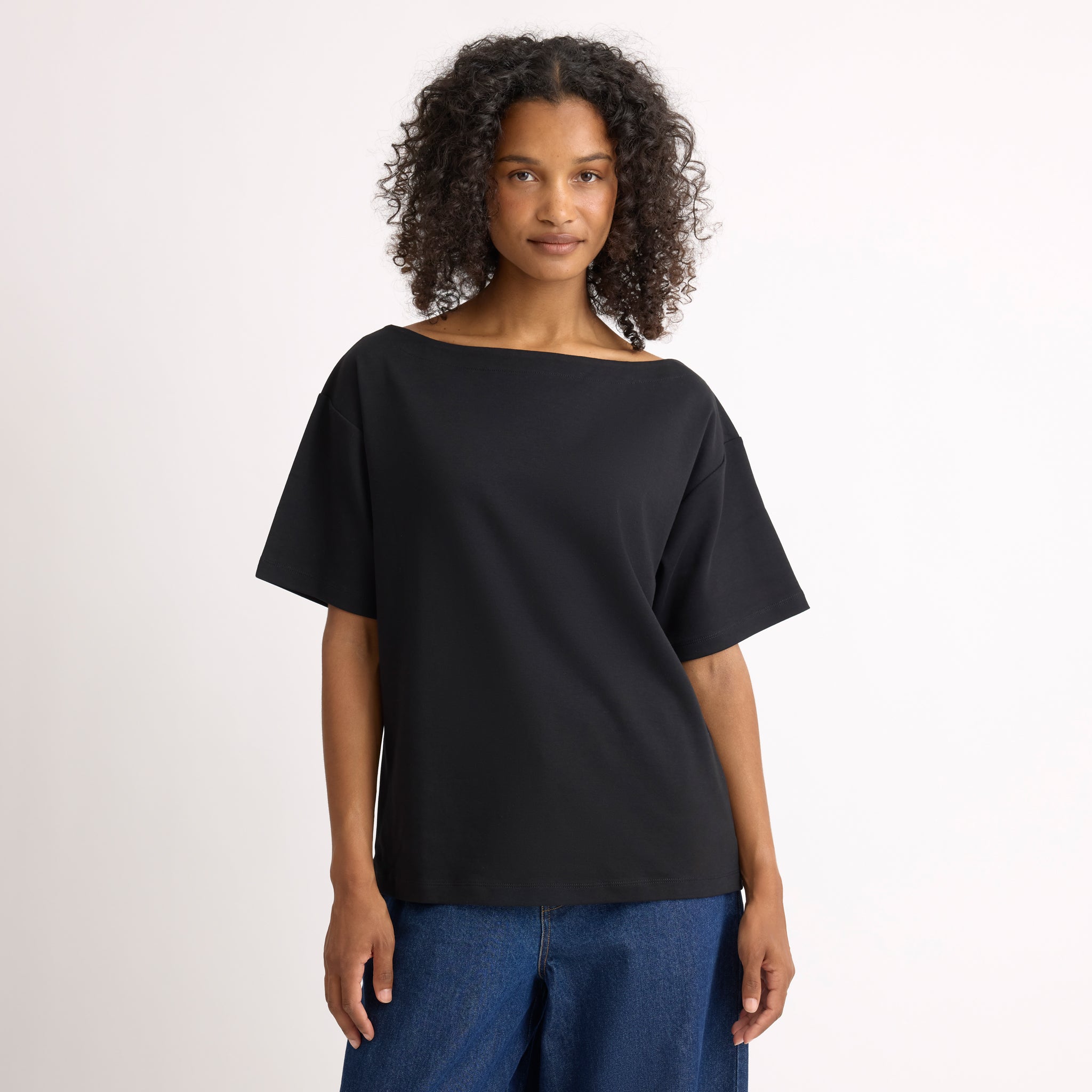 Black Off Shoulder T Shirt
