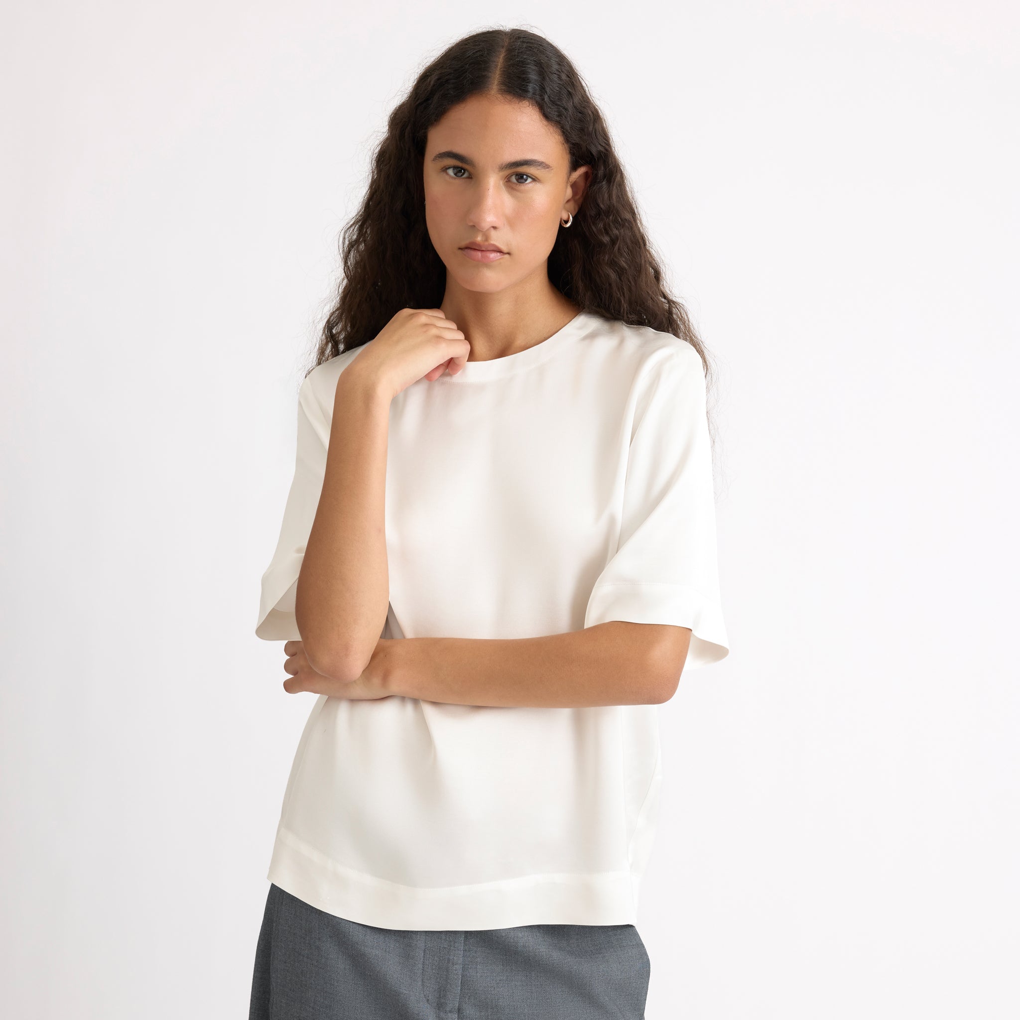 Cream Satin T-Shirt