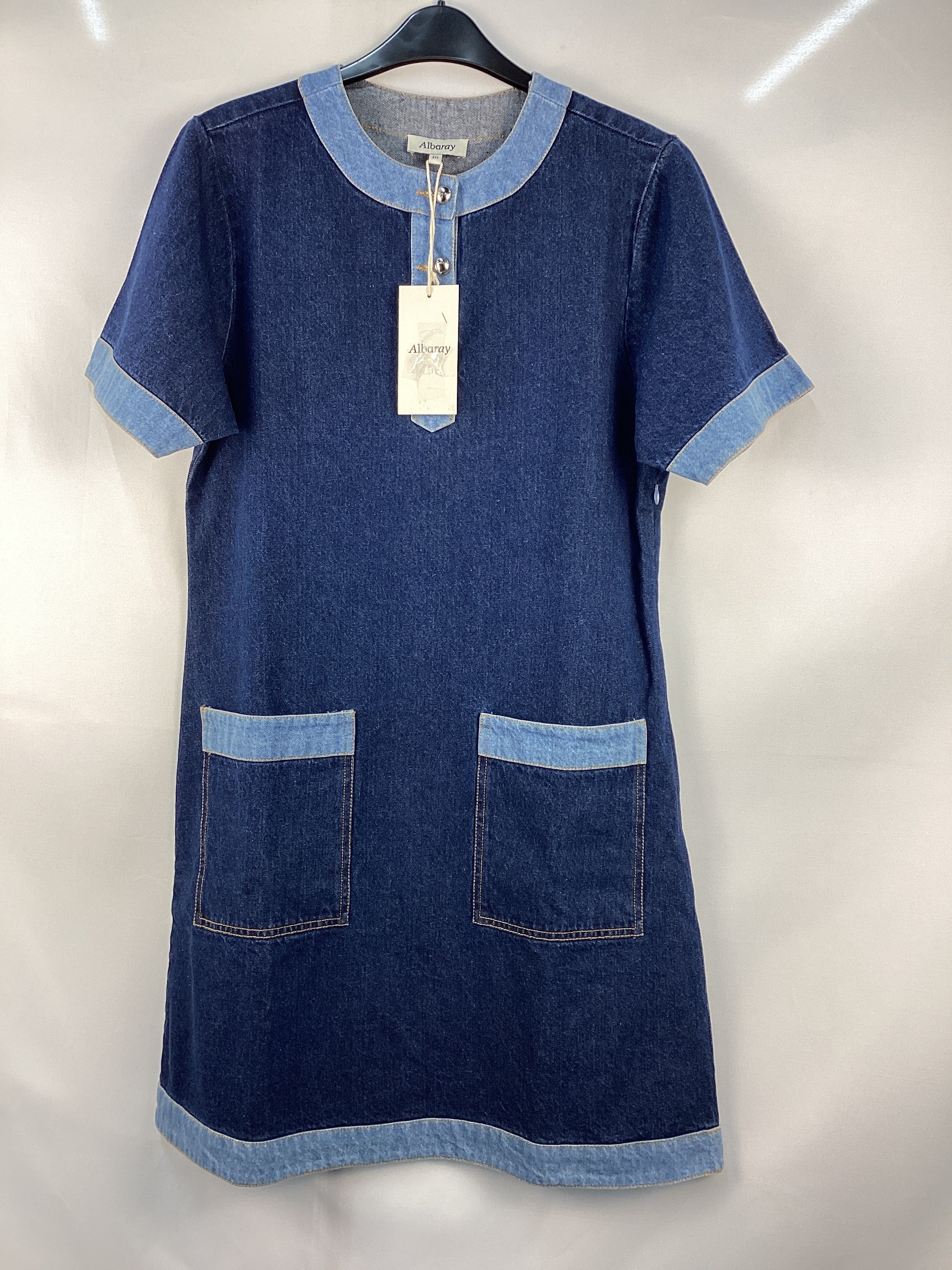 Re-Loved Contrast Denim Short Dress - Size 10