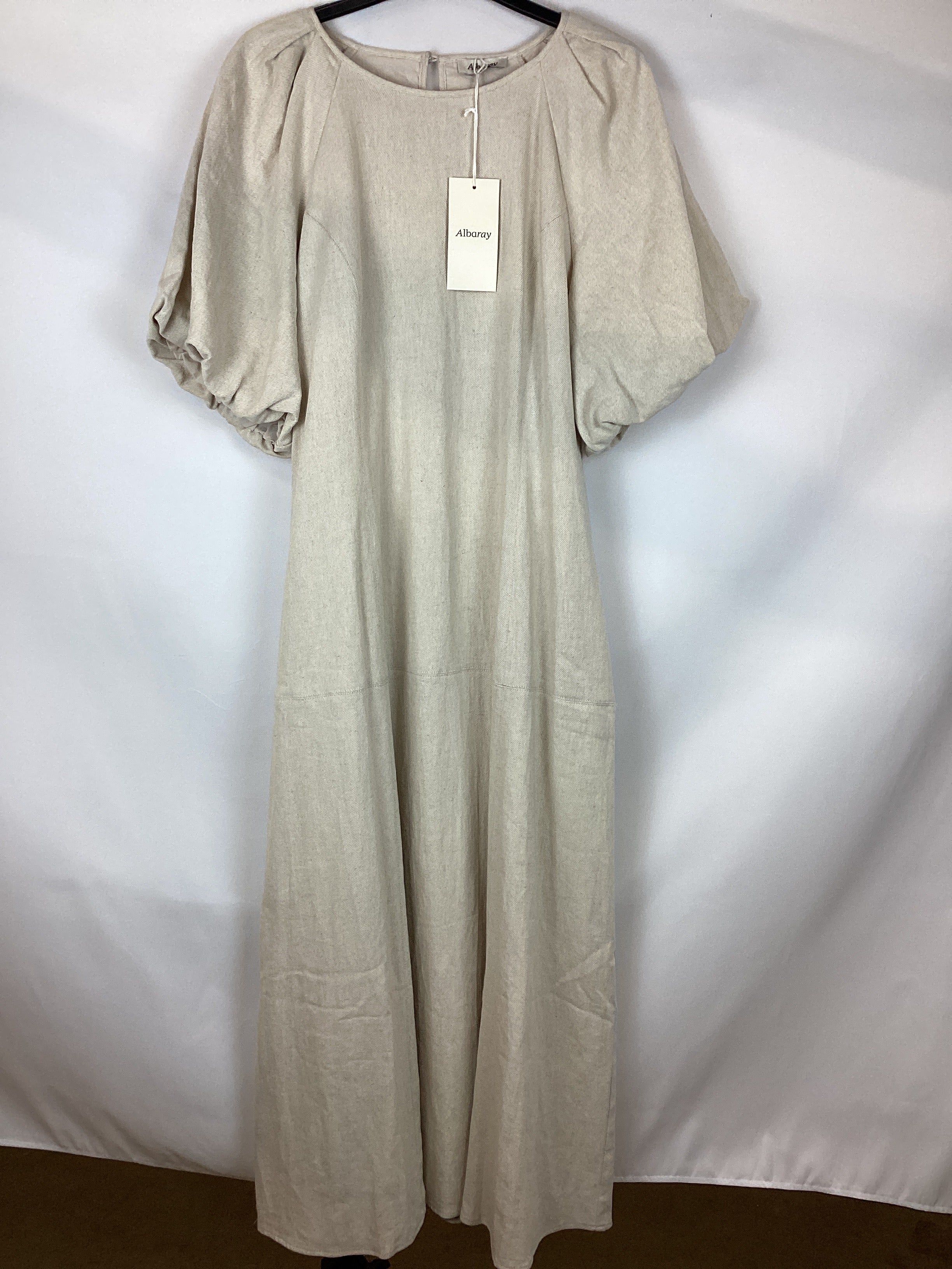 Re-Loved Linen Twill Puff Sleeve Dress - Size 16