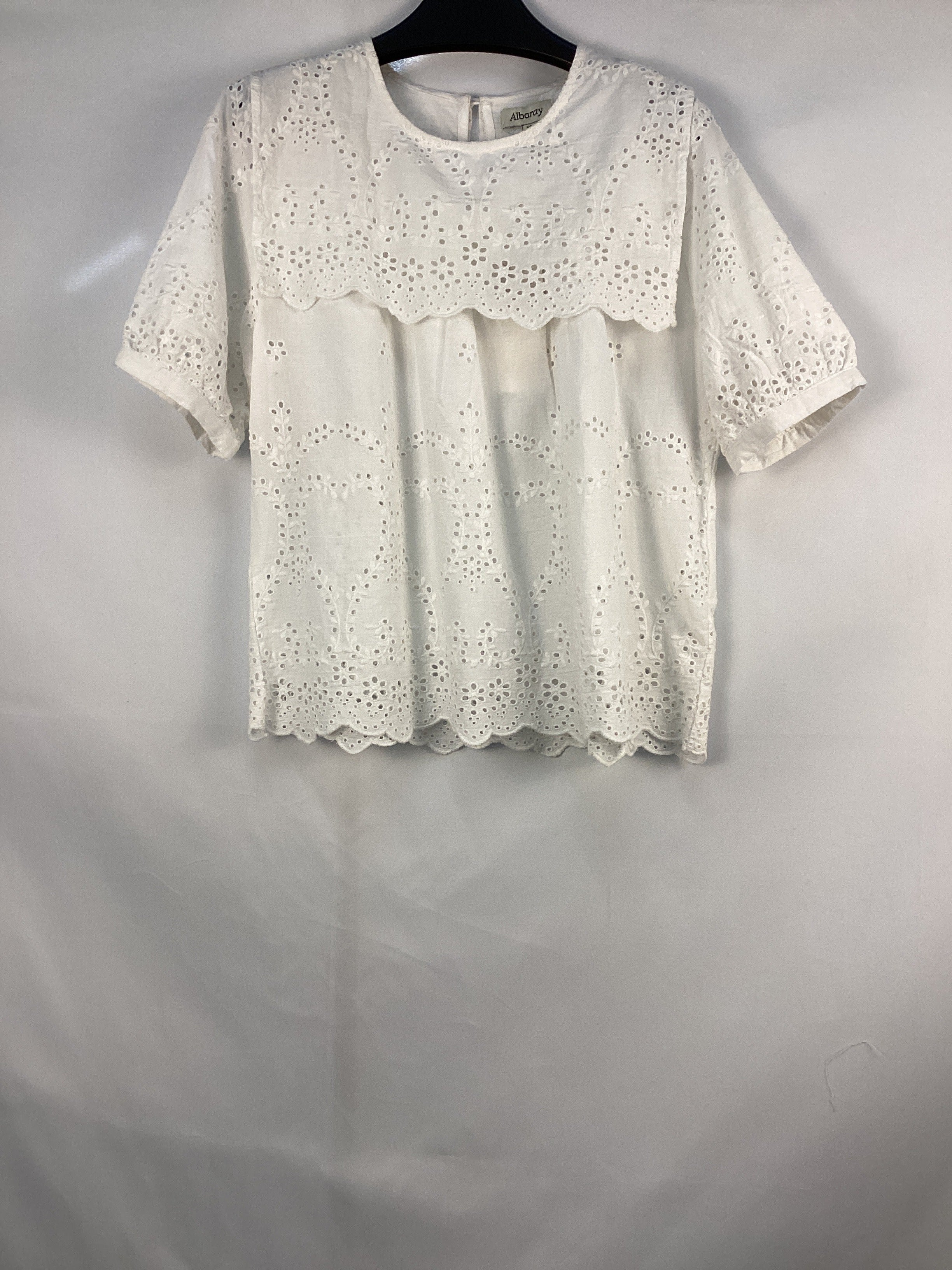 Re-Loved  White Embroidered Top - Size 12